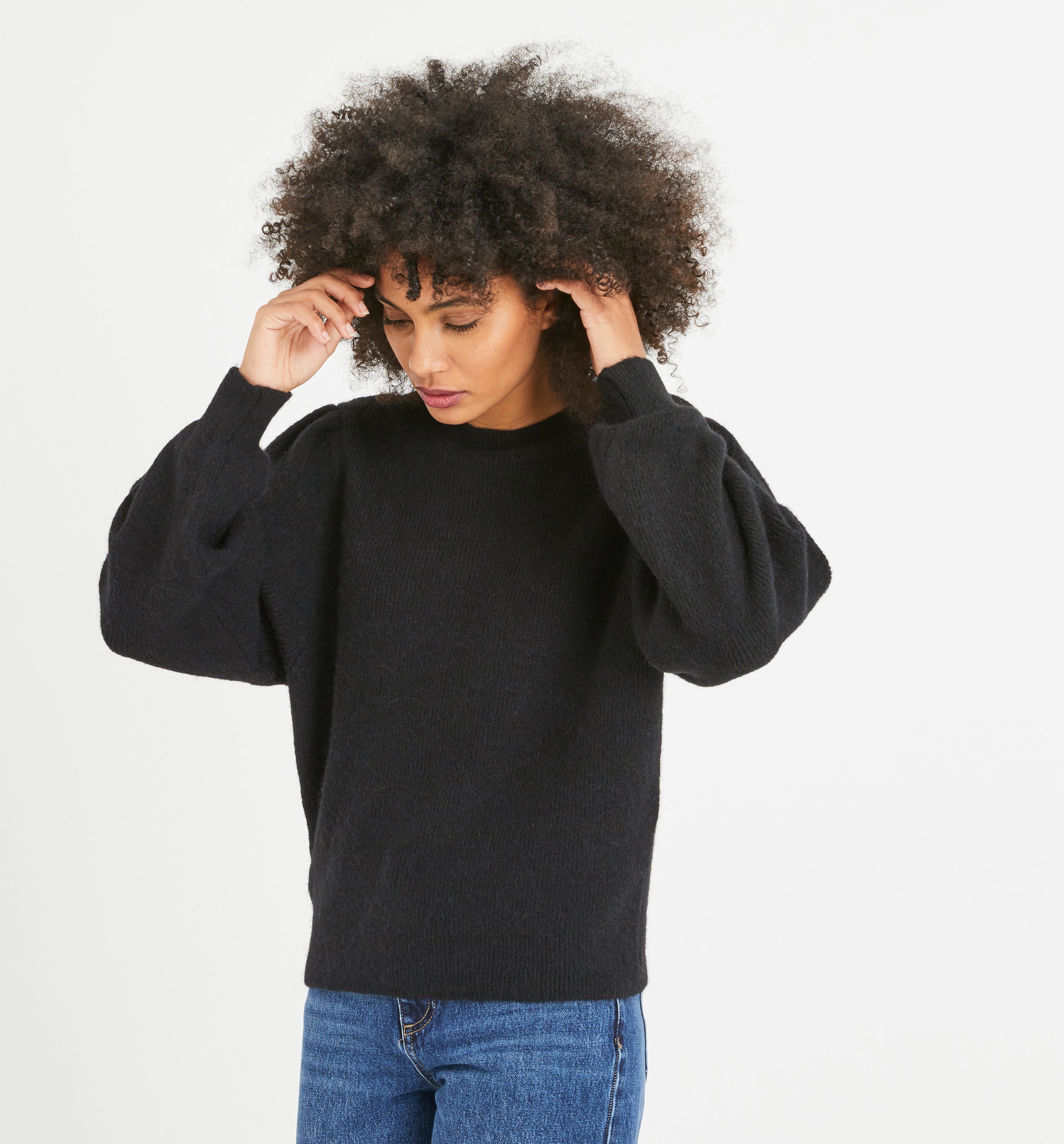 puff sleeve jumper black