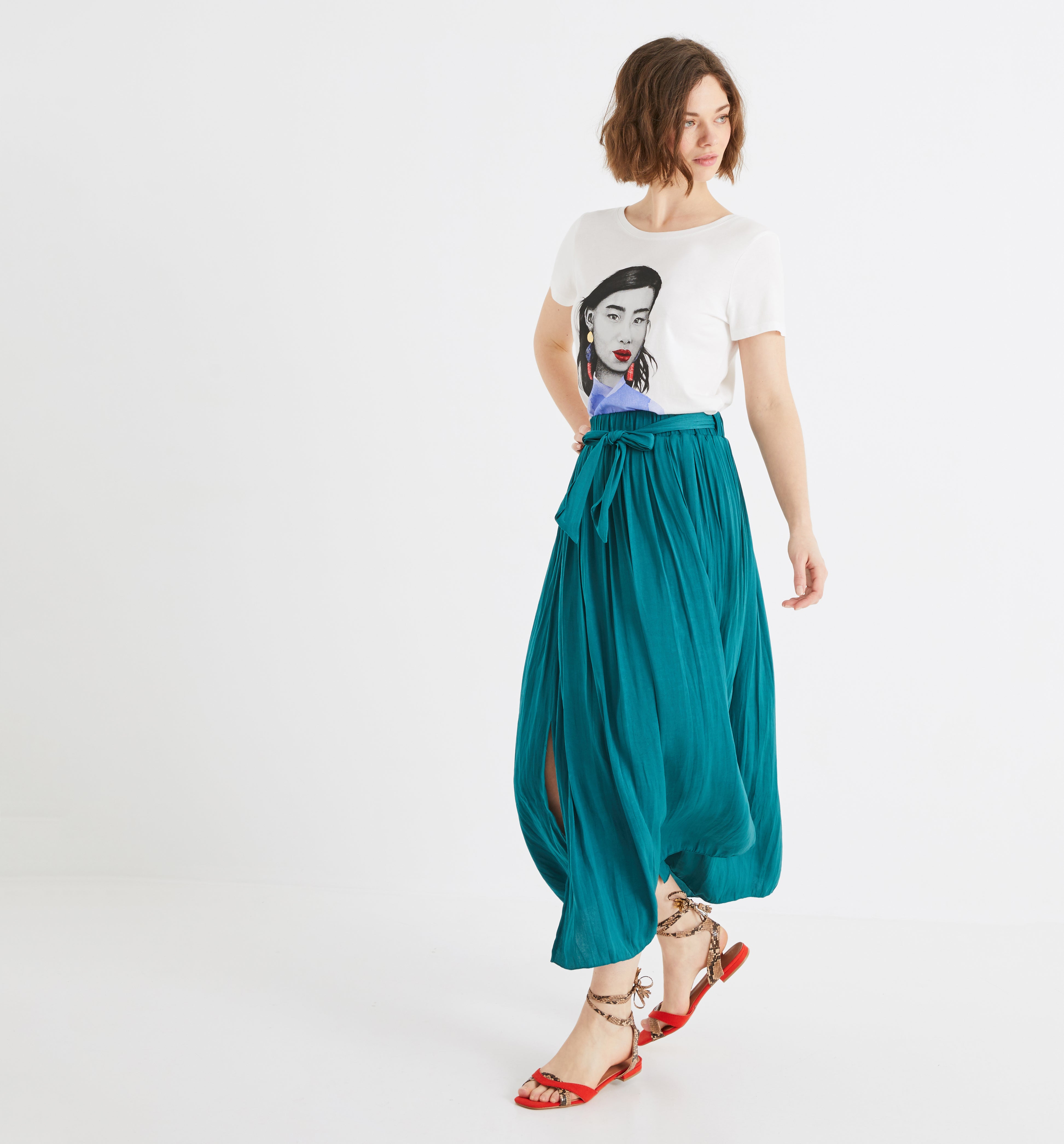 jupe longue bleu canard