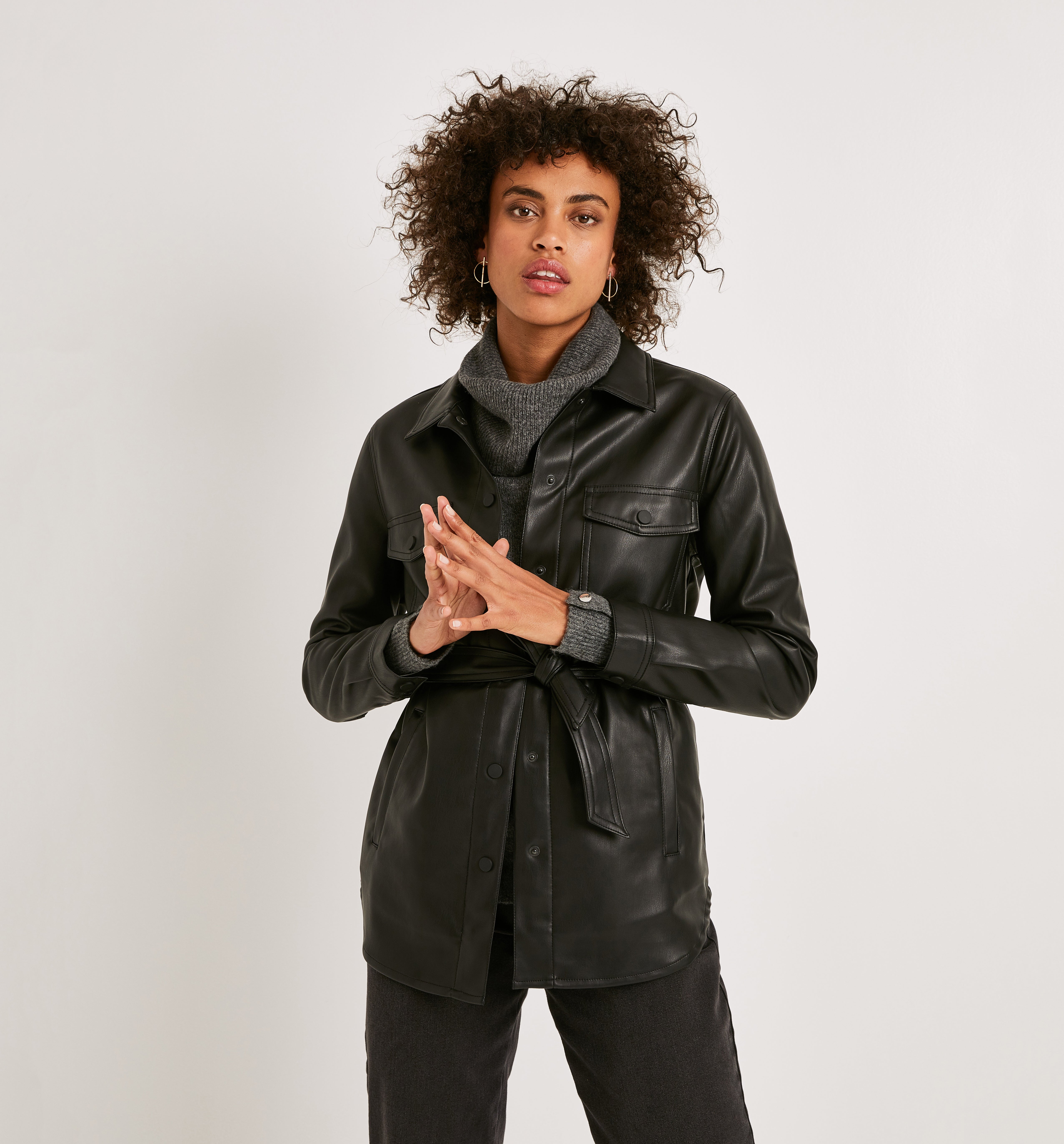 ladies faux leather coats