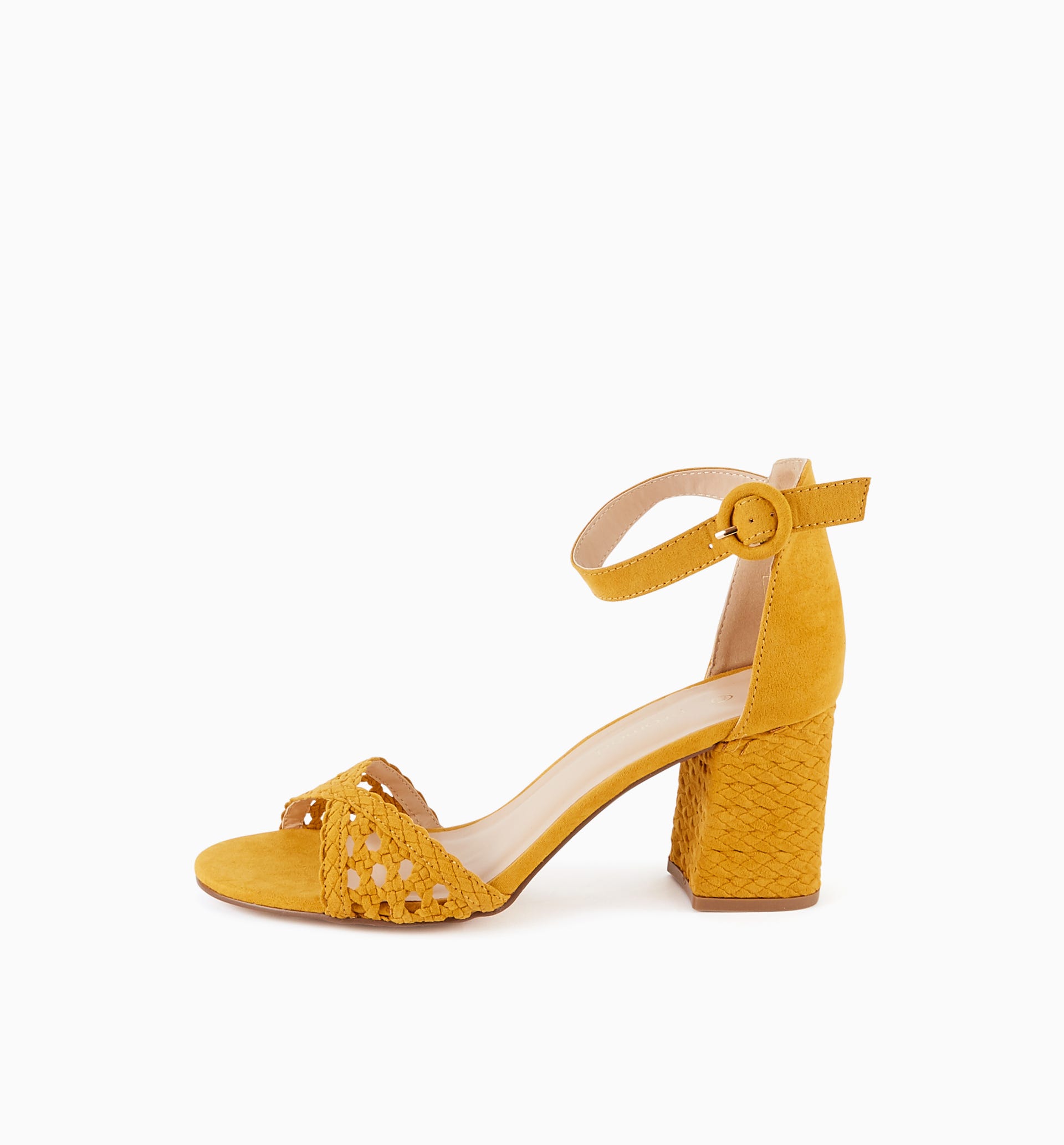Sandals with woven heel