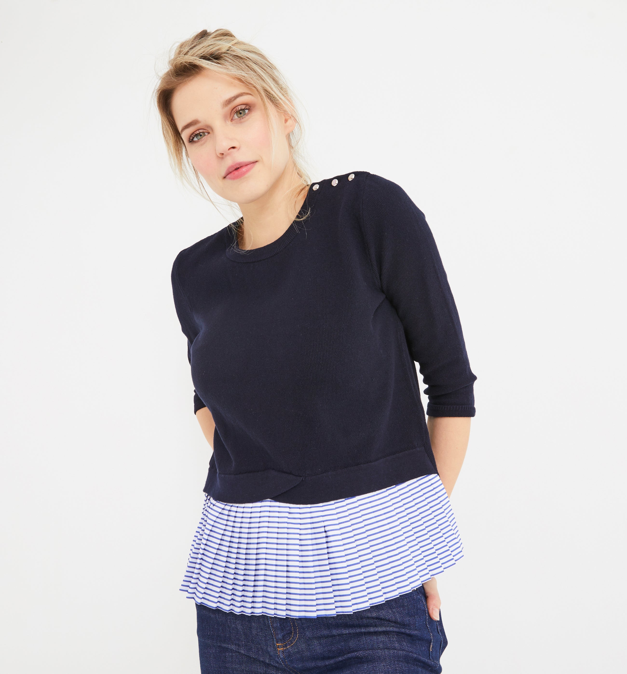 Layered-look jumper - Navy blue