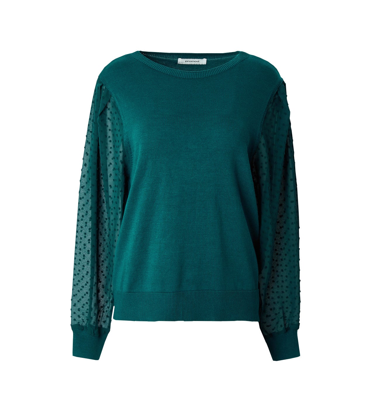 Puff-sleeve jumper - Emerald green