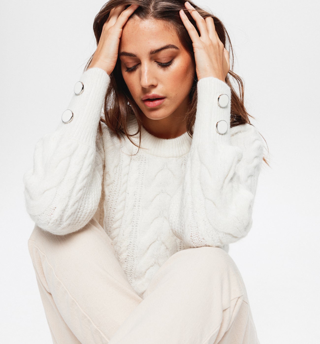 Cable-knit jumper - Ecru