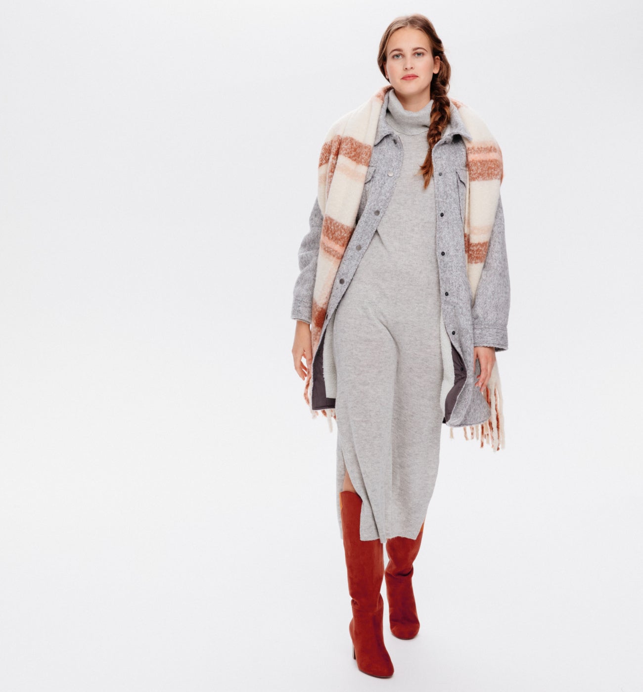 robe pull longue grise