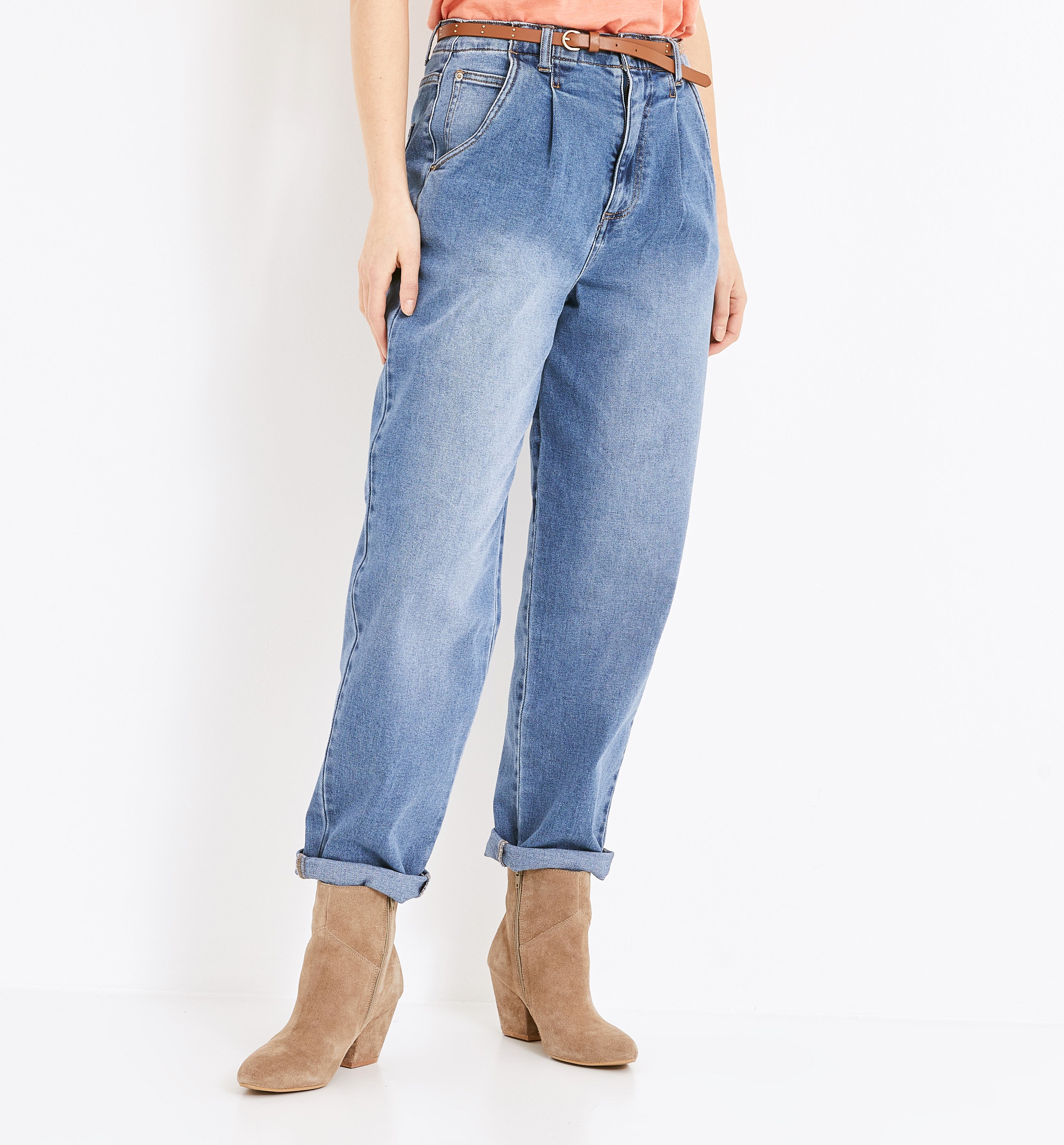 OSCAR oversized belted jeans - Medium denim