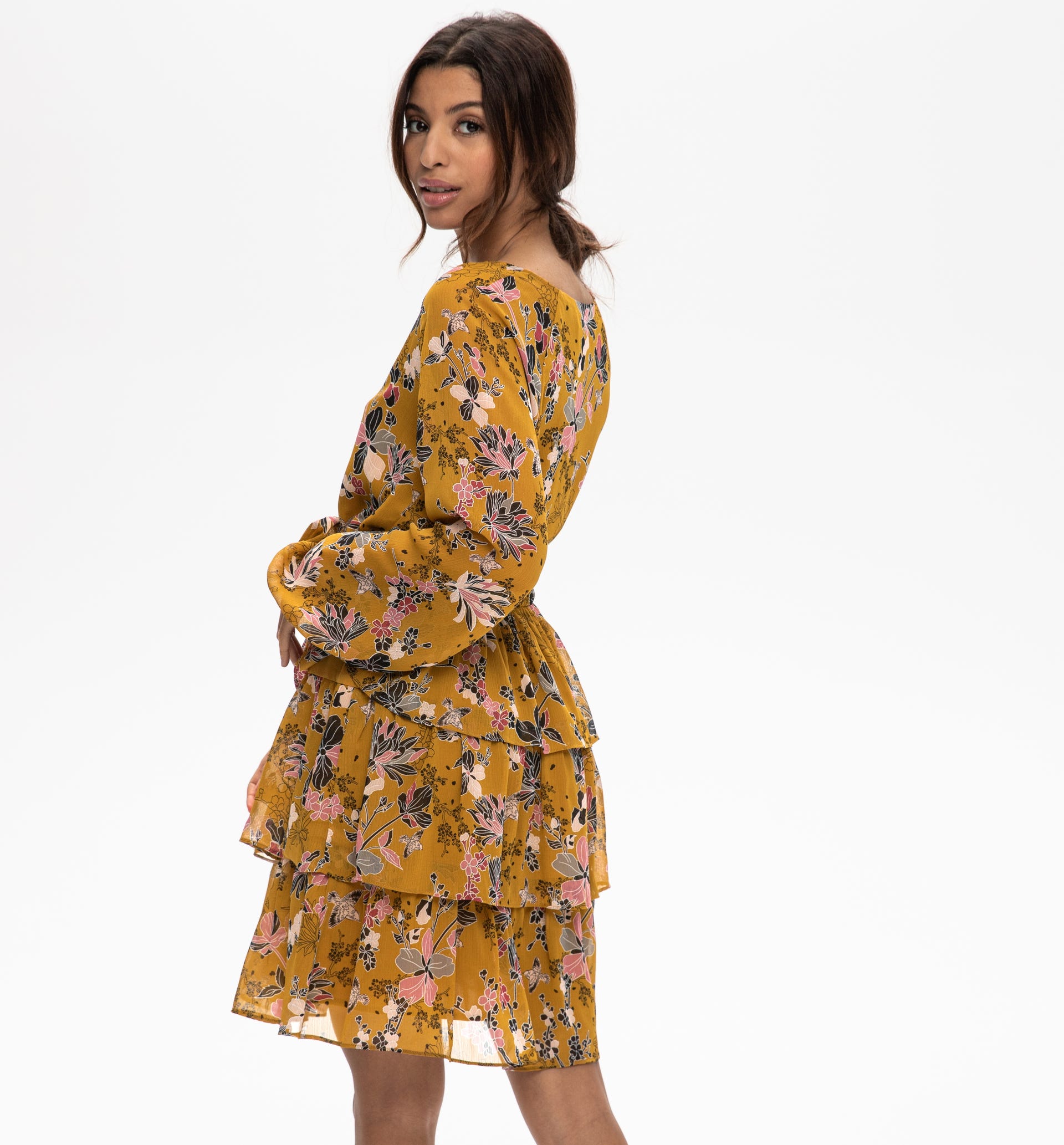 Volantkleid mit Allover-Print