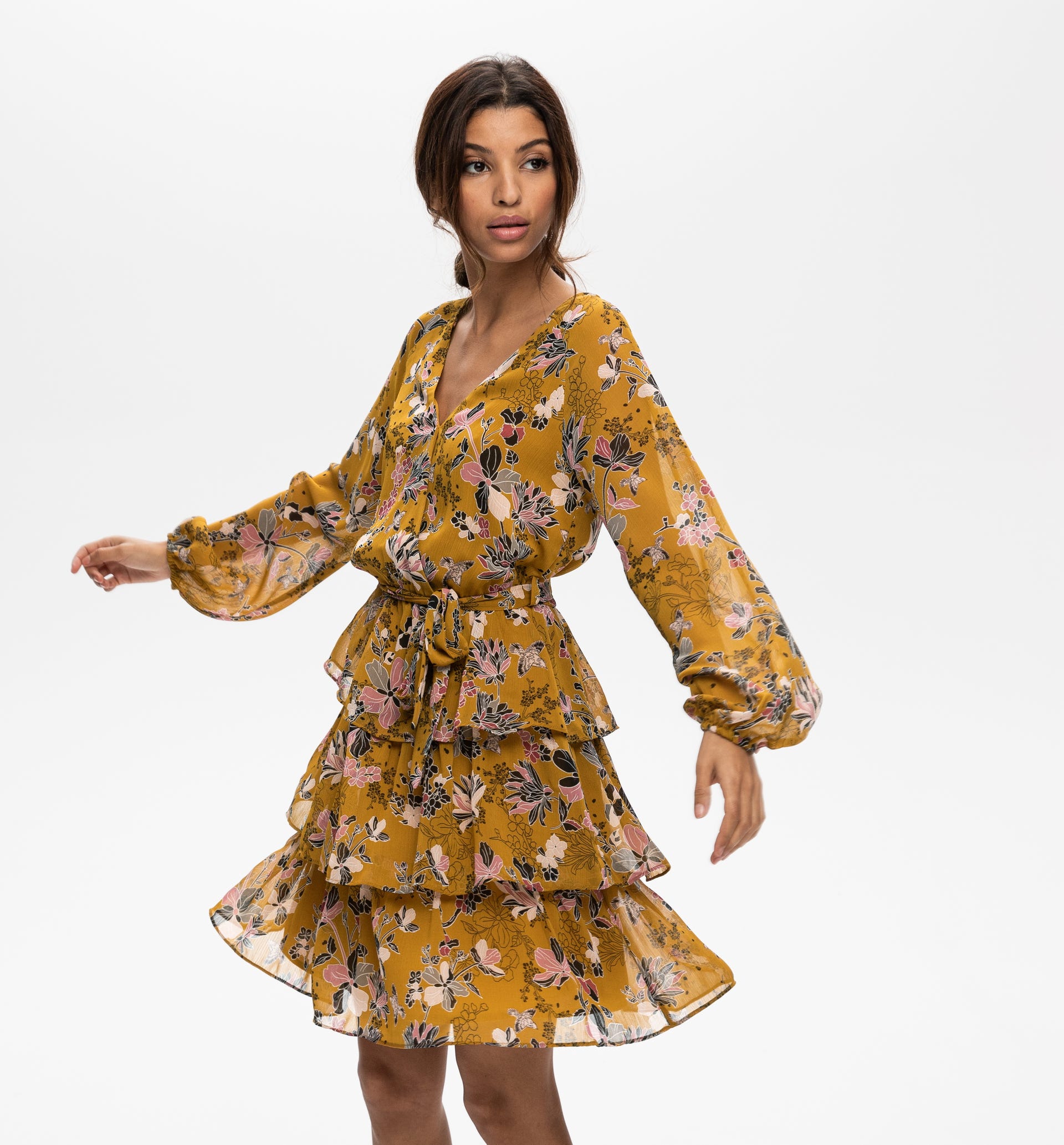 Volantkleid mit Allover-Print