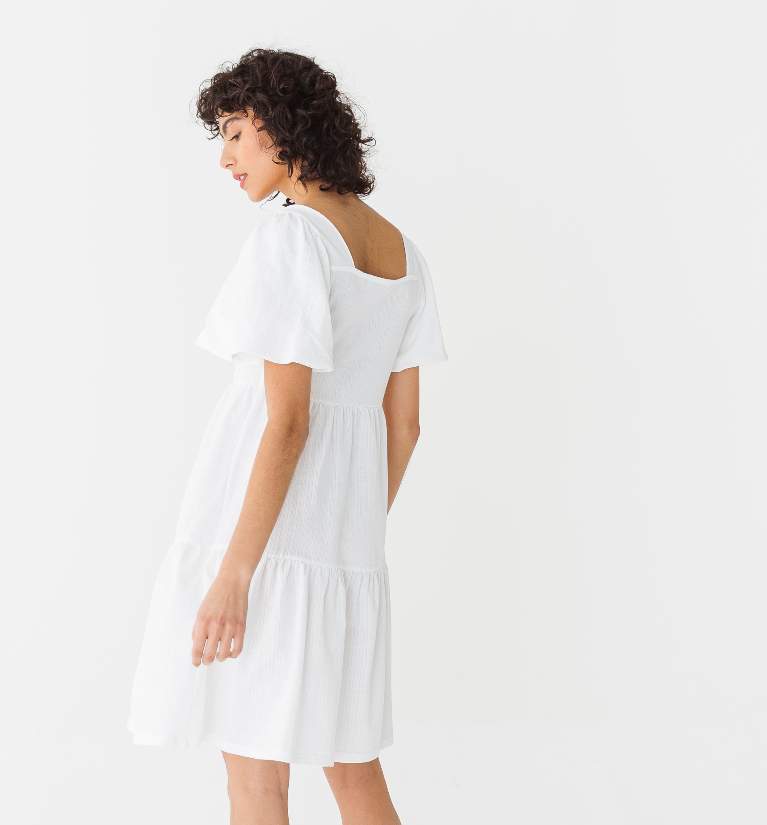 Jersey babydoll dress Ecru