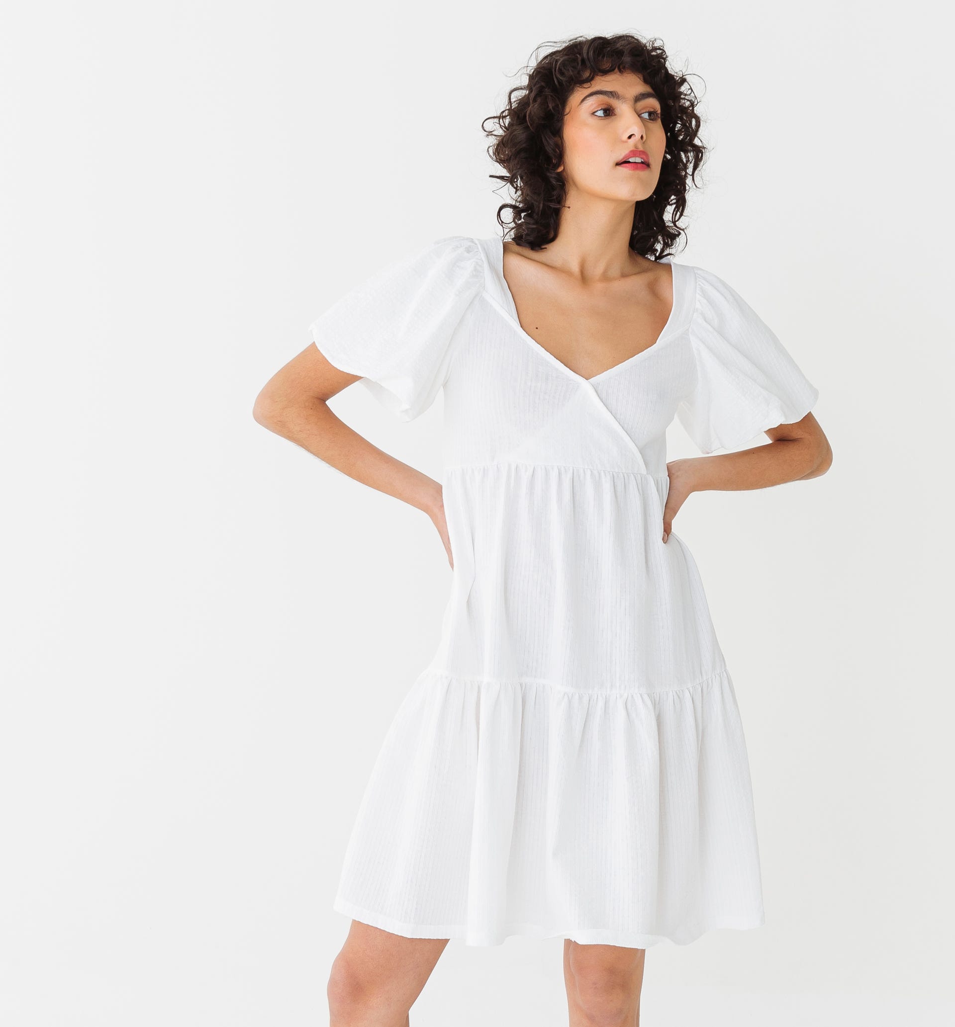 Jersey babydoll dress Ecru