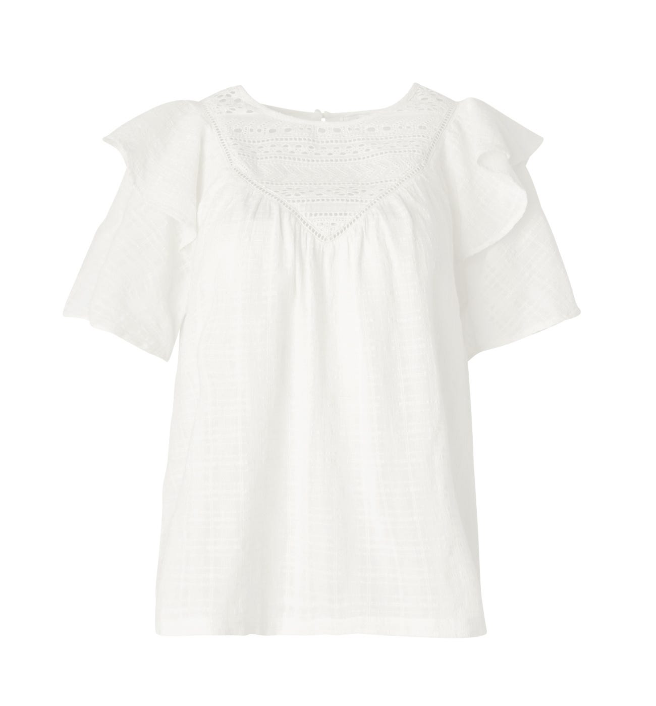 Blouse with openwork neckline