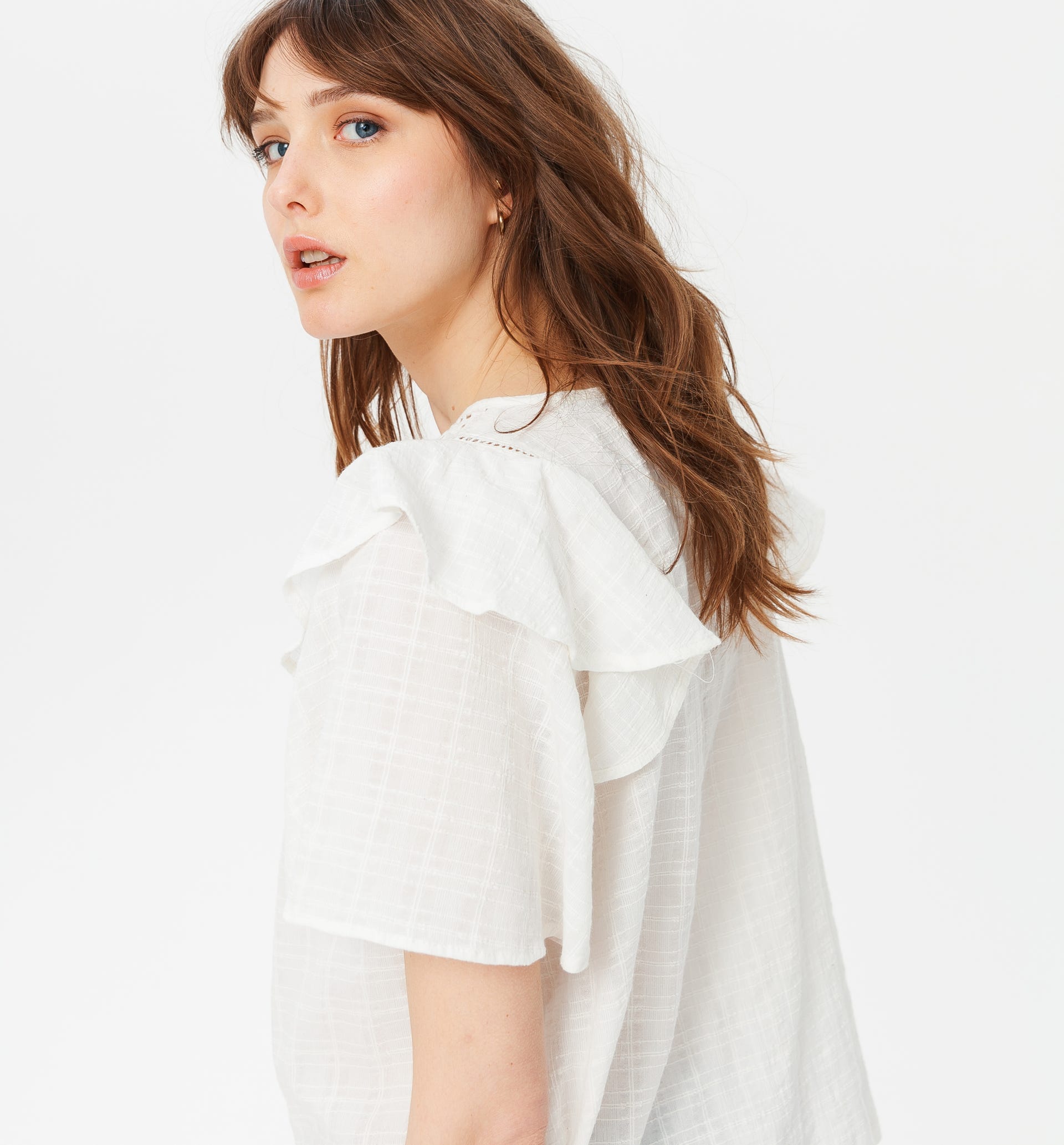 Blouse with openwork neckline