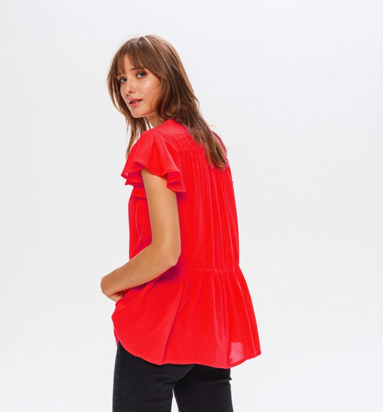Bluse mit Schmetterlingsärmeln