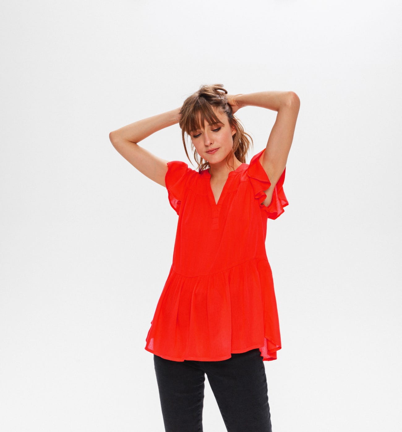 Bluse mit Schmetterlingsärmeln