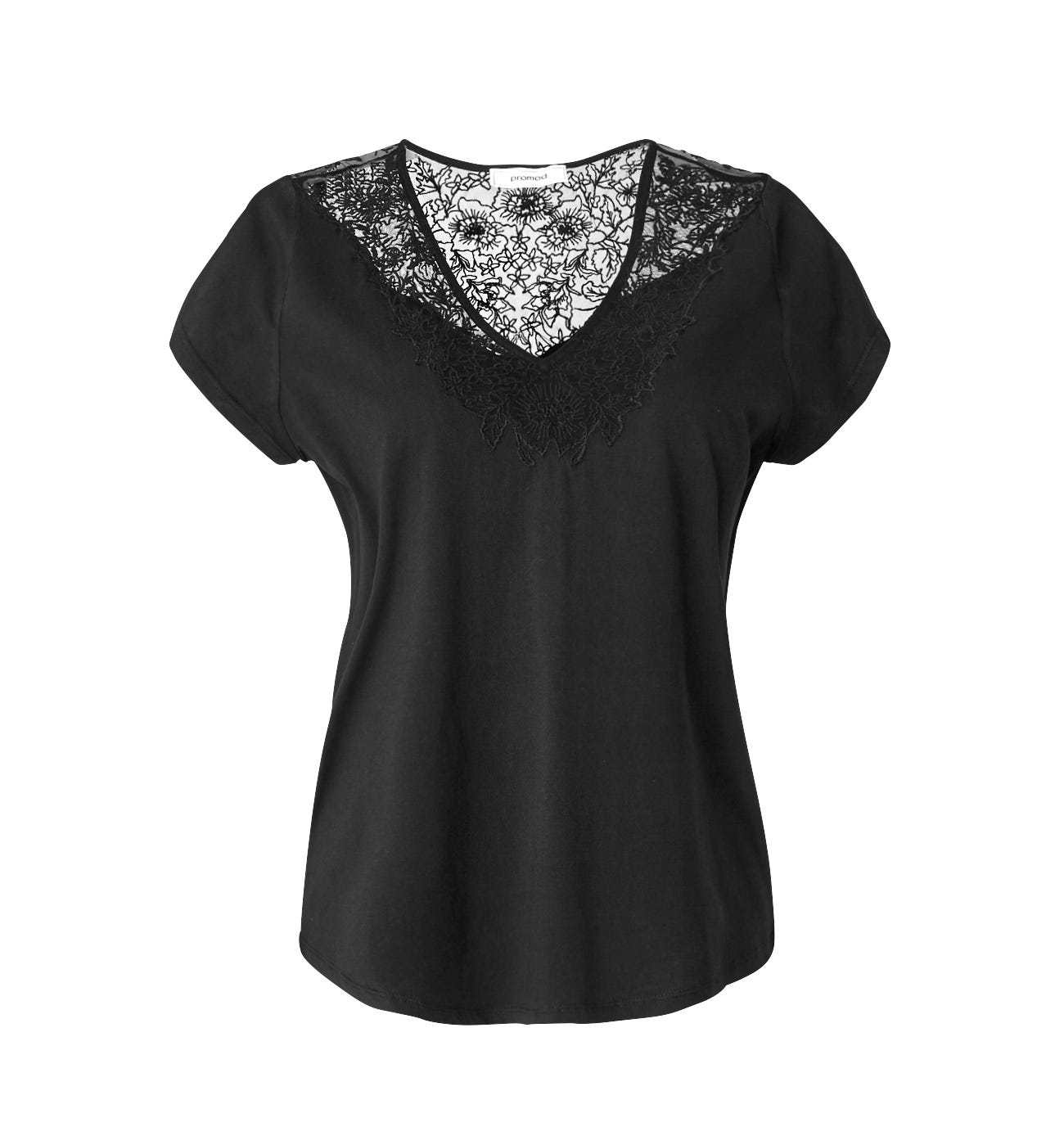 V-neckline lace trim top