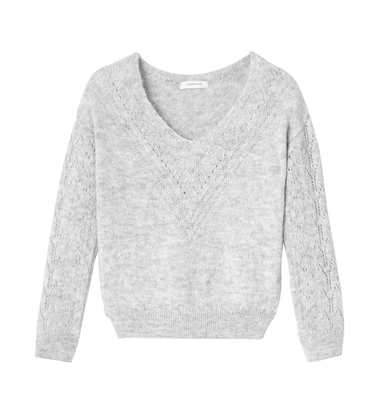 Deep vneck jumper Light grey