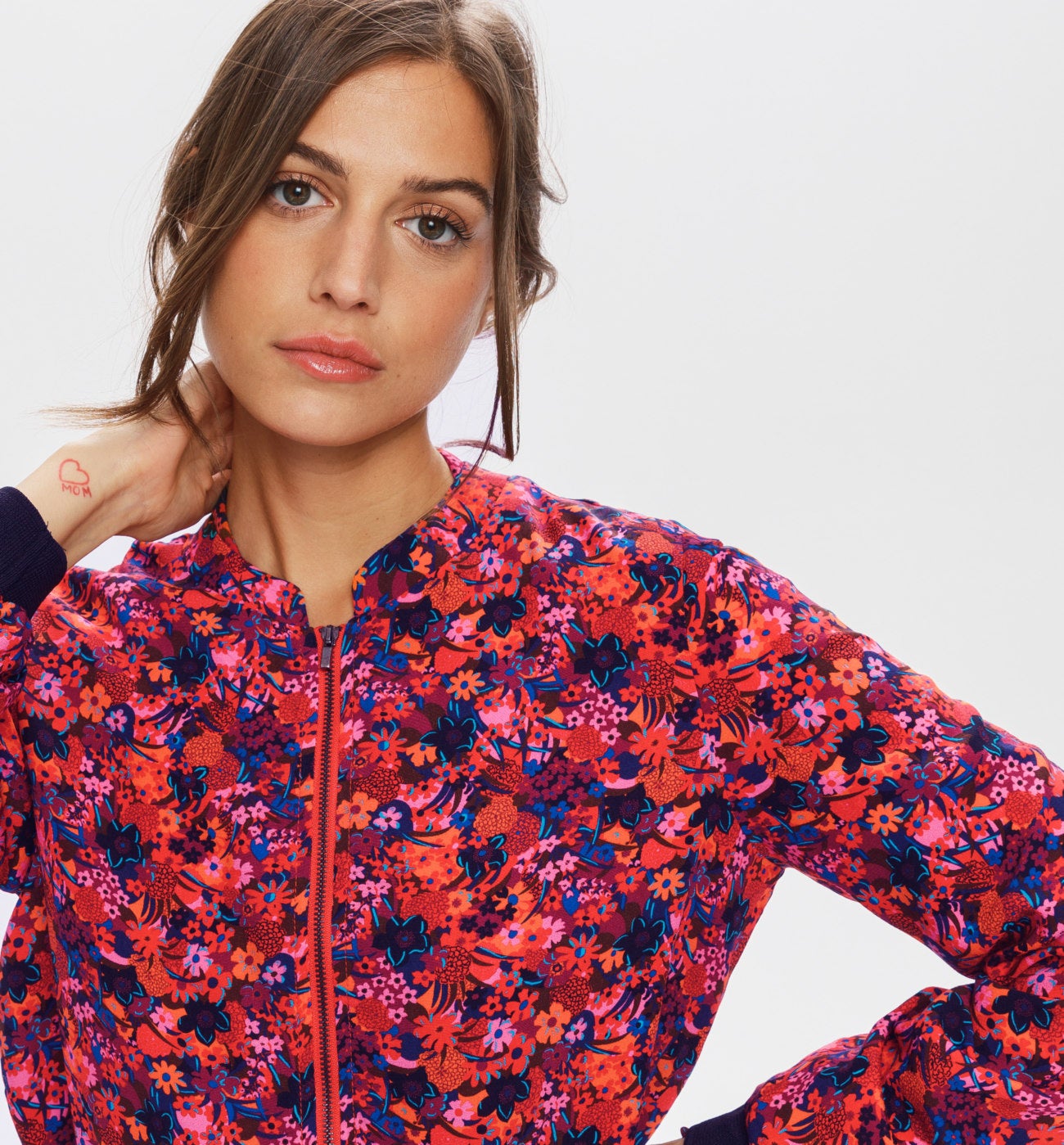 patterned bomber jacket