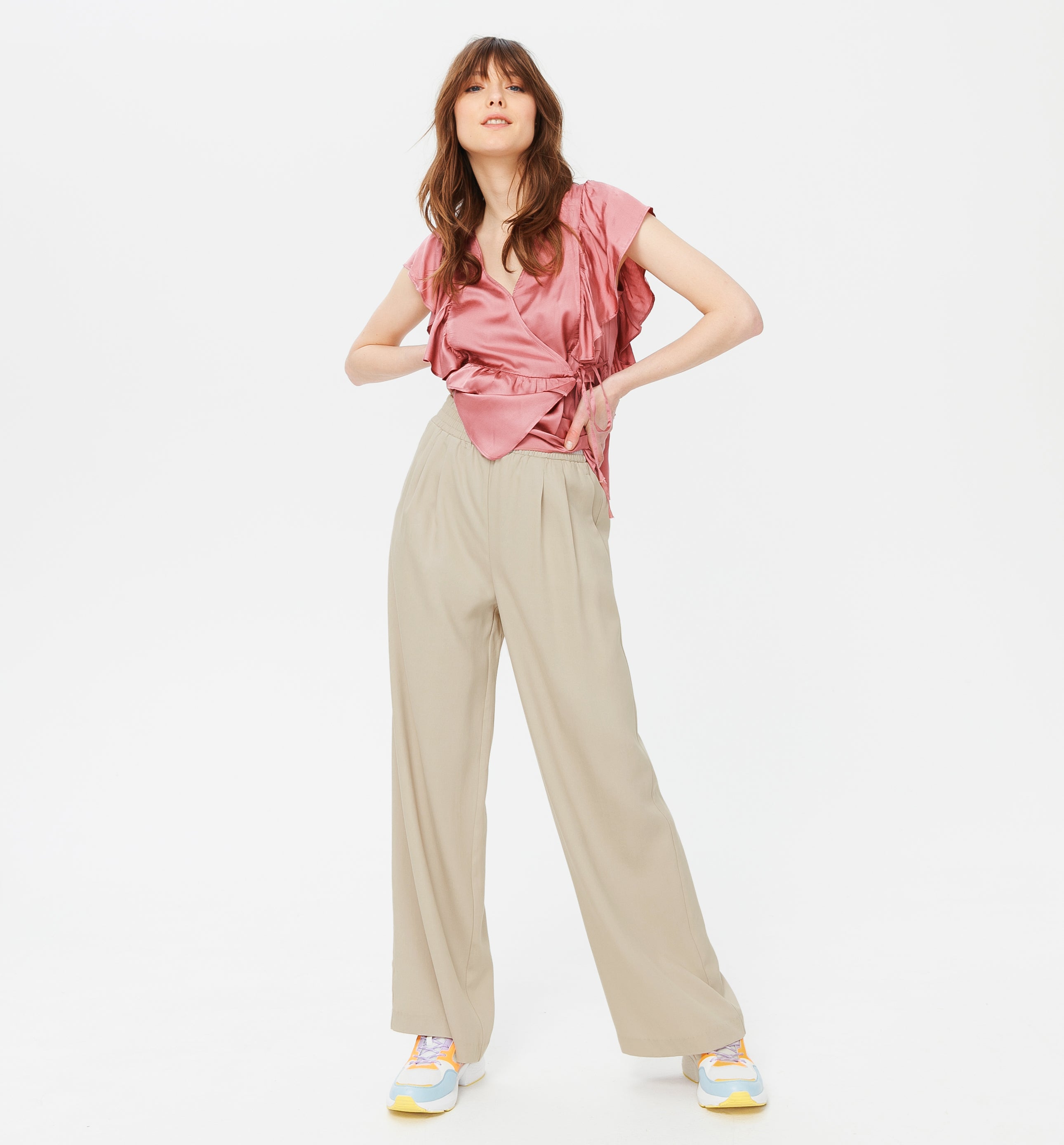 lyocell wide leg trousers