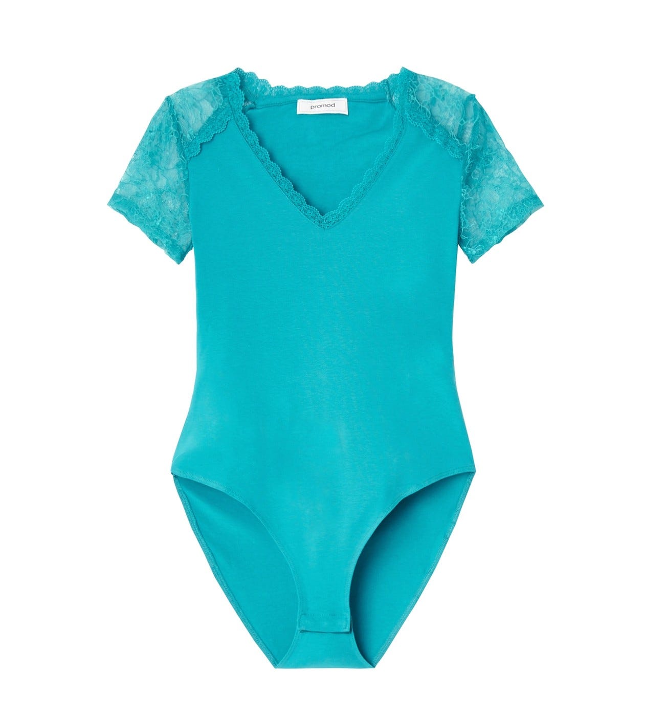 Jersey body with lace trim