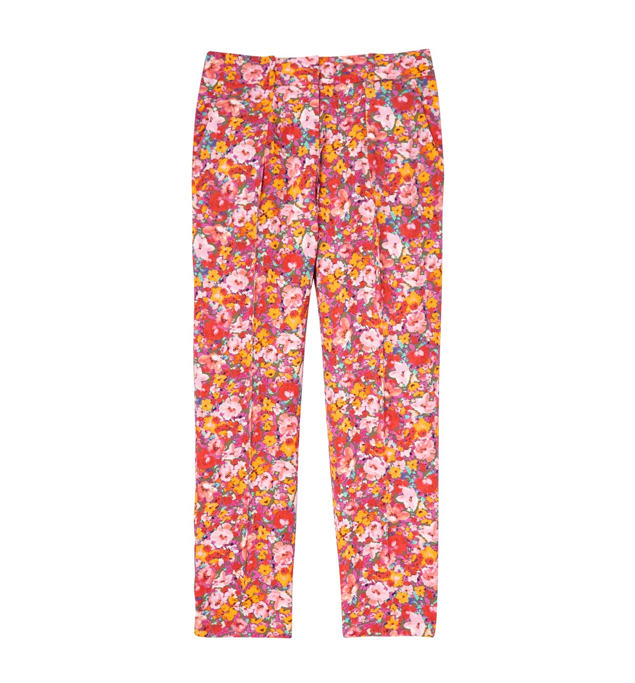 Patterned high-waist trousers
