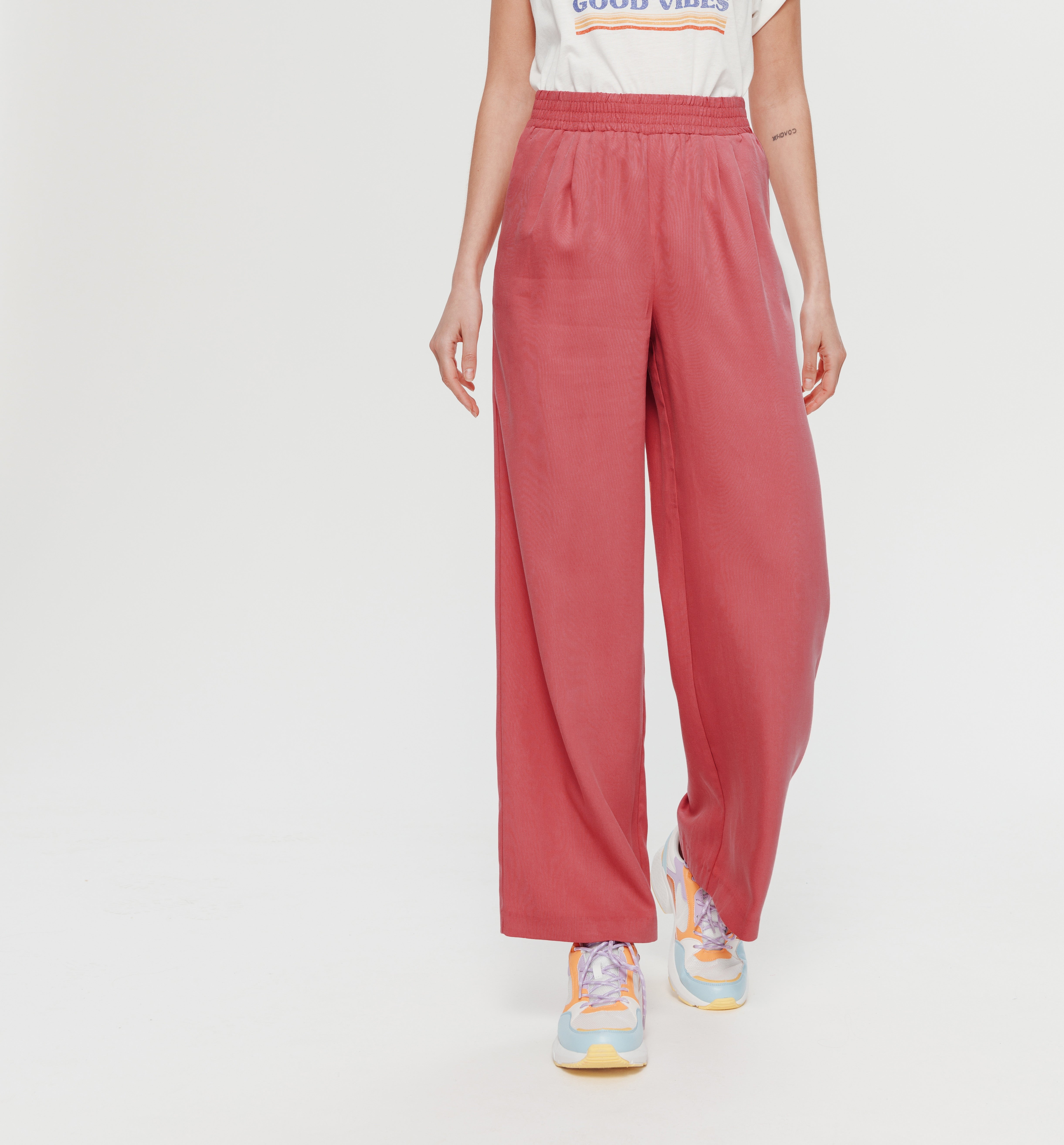 Wideleg lyocell trousers - Pink