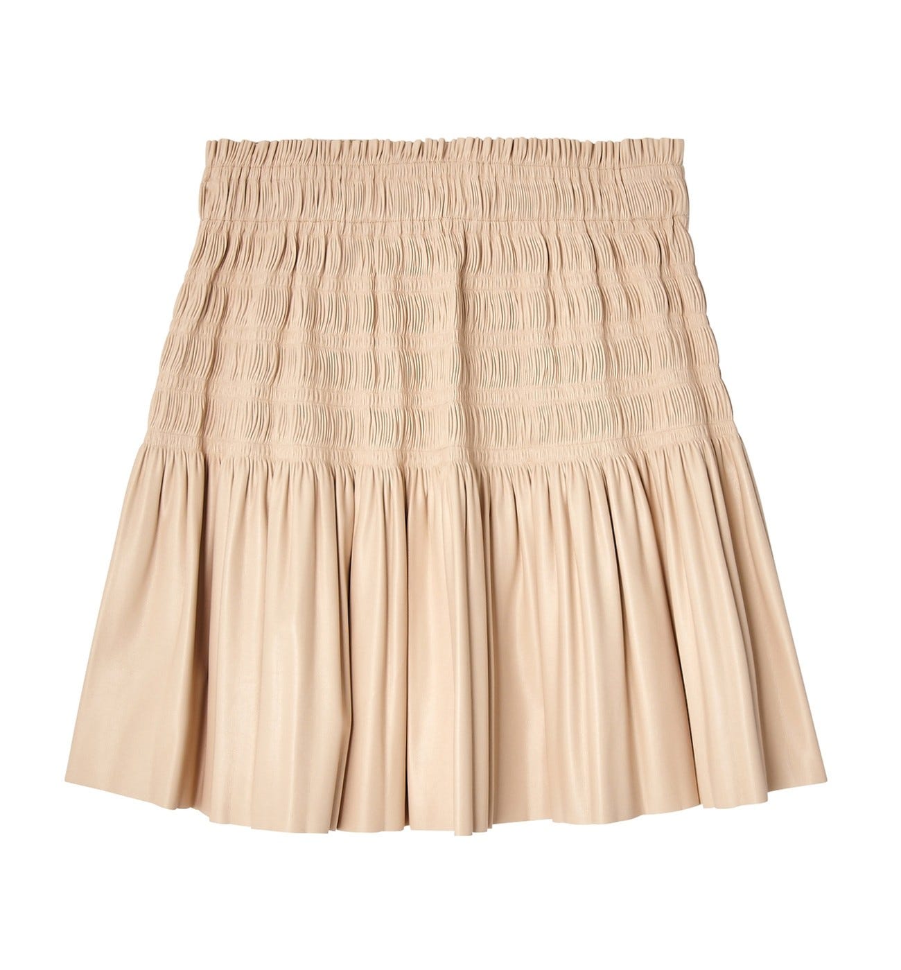 Smocked skirt in faux leather