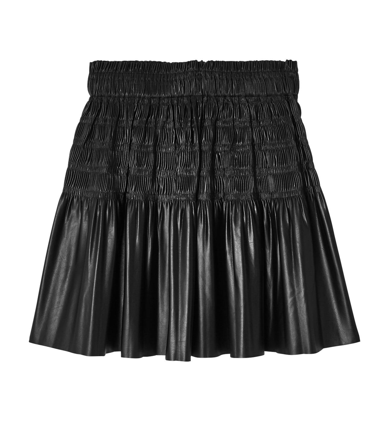 Smocked skirt in faux leather