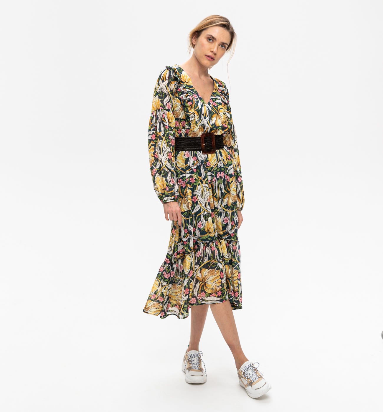 Midikleid mit Volants