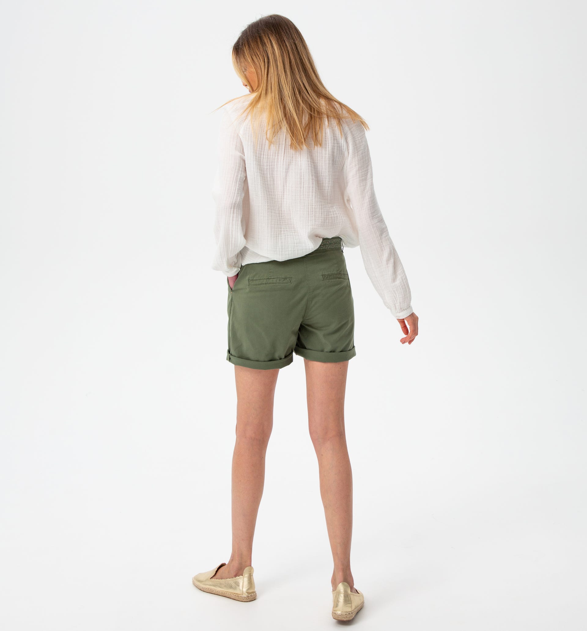 Belted canvas shorts