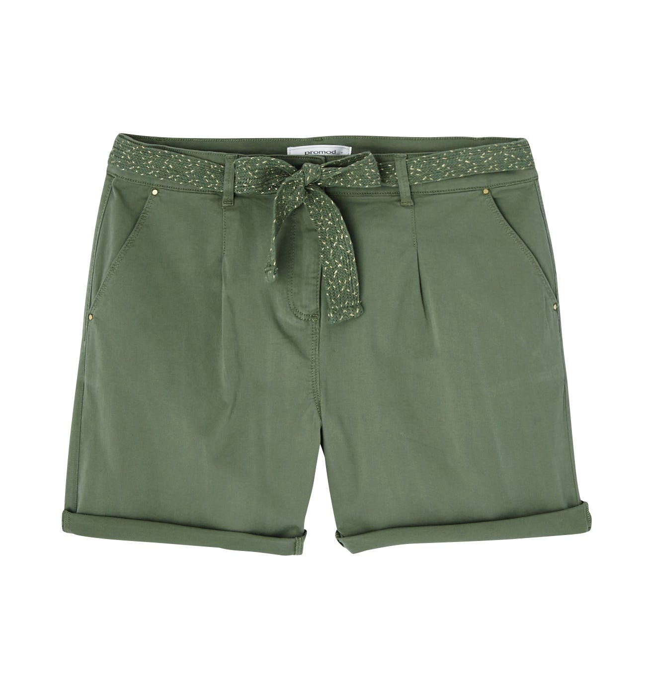Belted canvas shorts