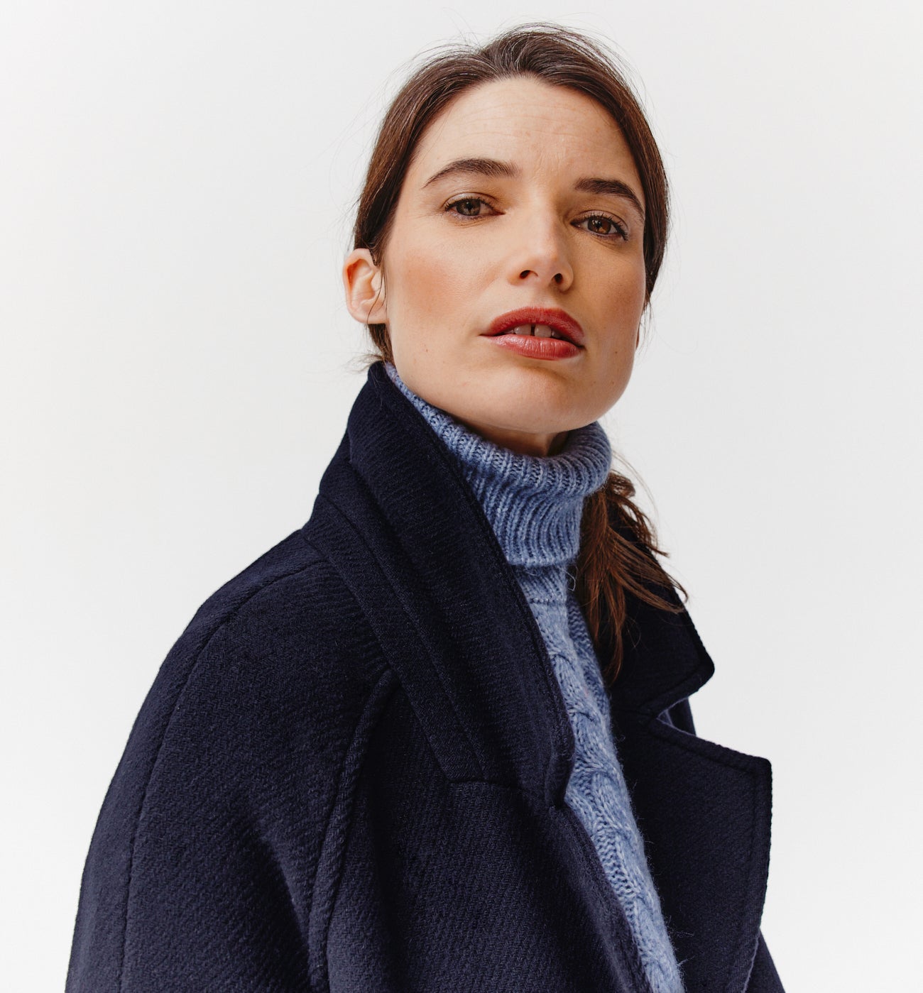 Long woolblend coat Navy blue