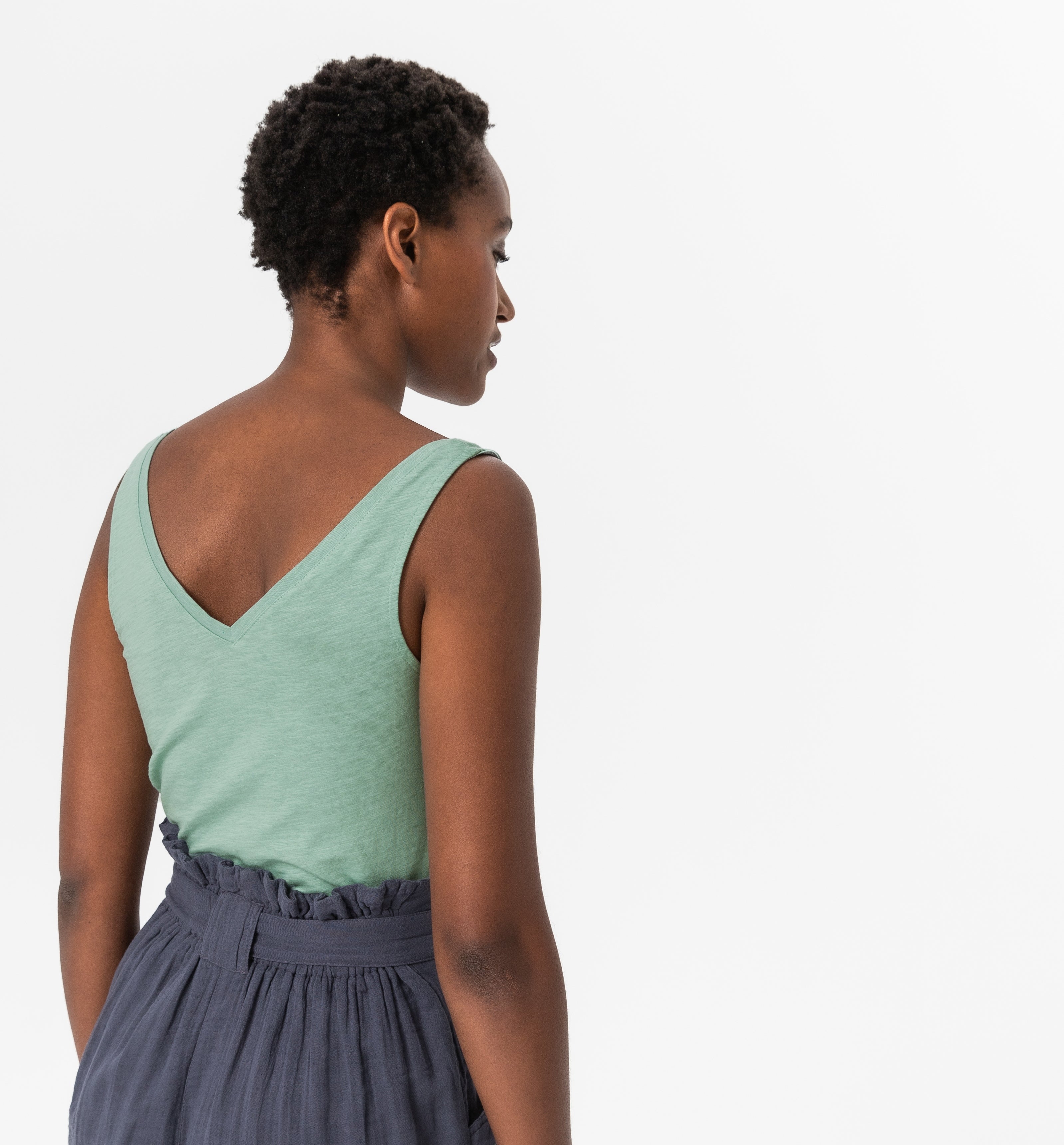 Vneck sleeveless top Light green