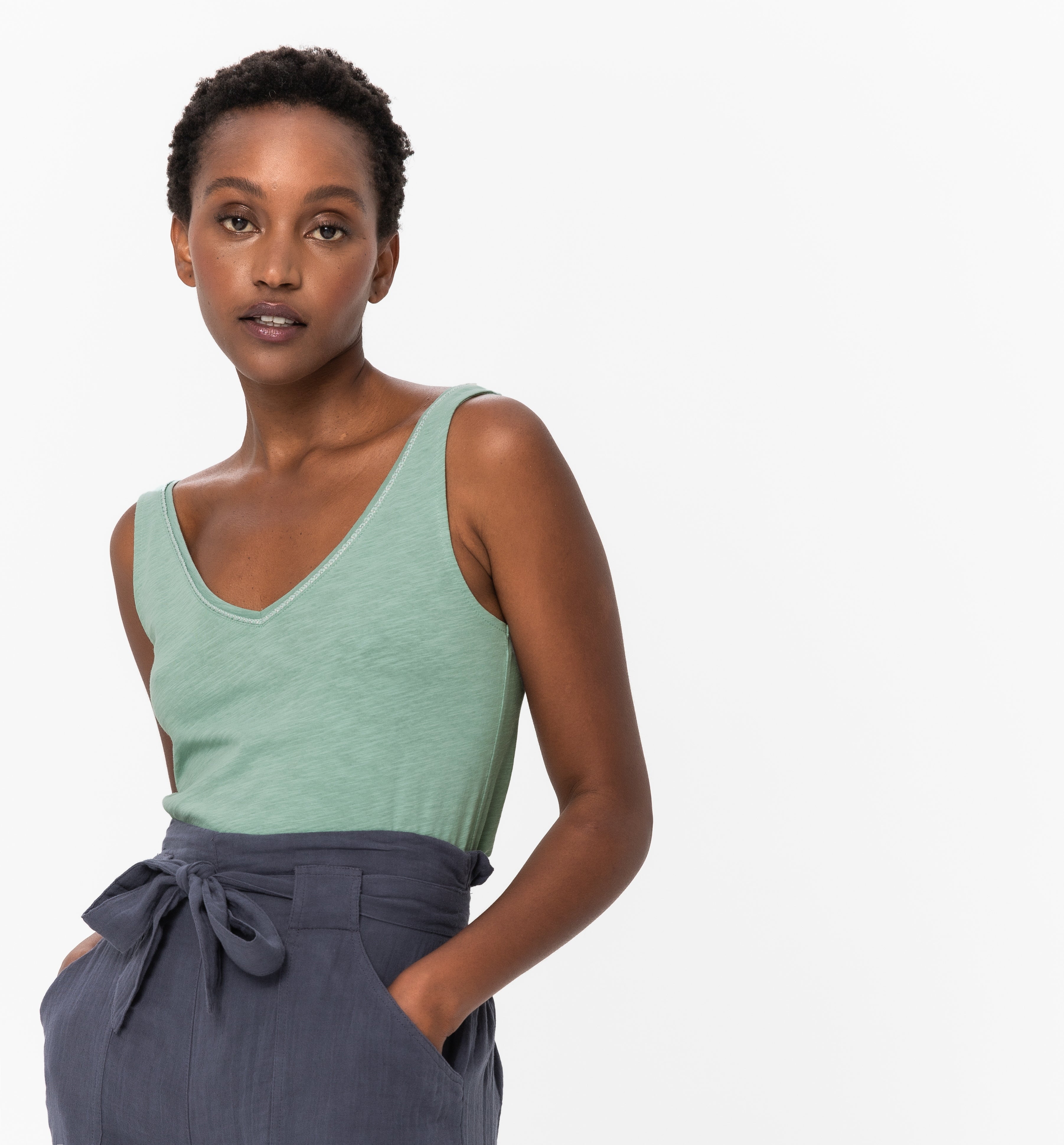 V-neck sleeveless top - Light green V-neck sleeveless top - Light green