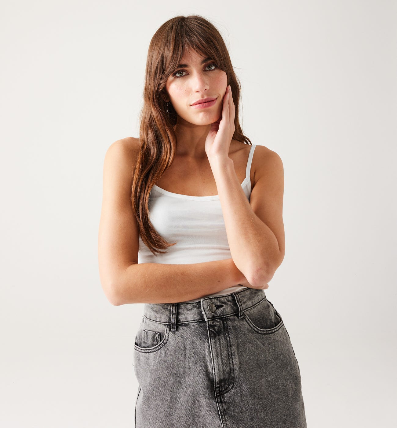 Top mit dünnen Trägern Weiß