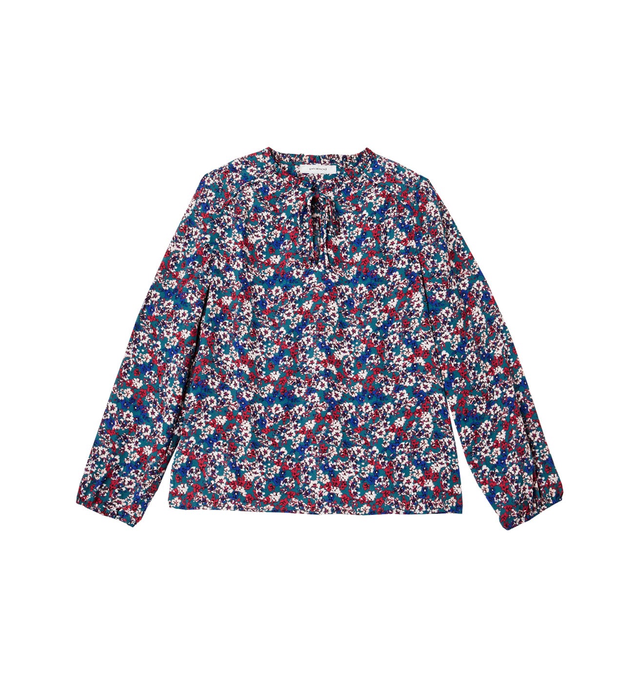 Patterned frilly detail blouse