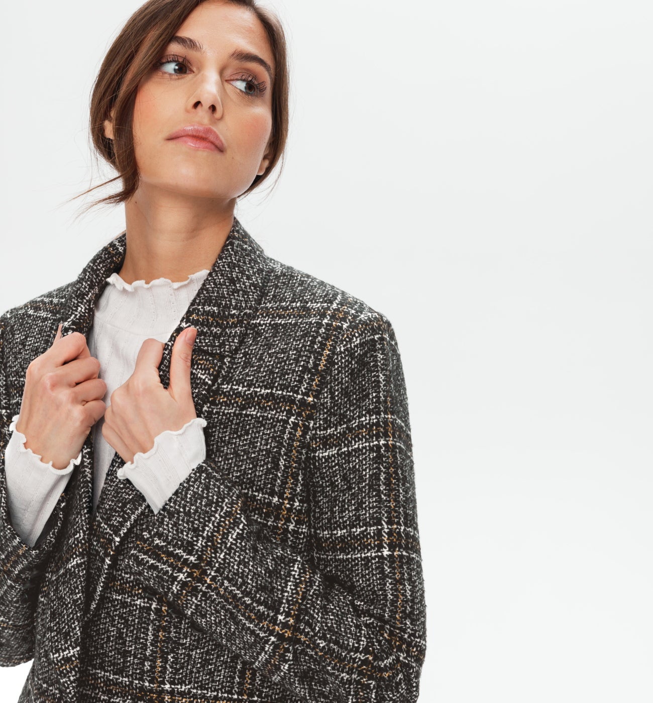 Short boxy jacket - Black checks