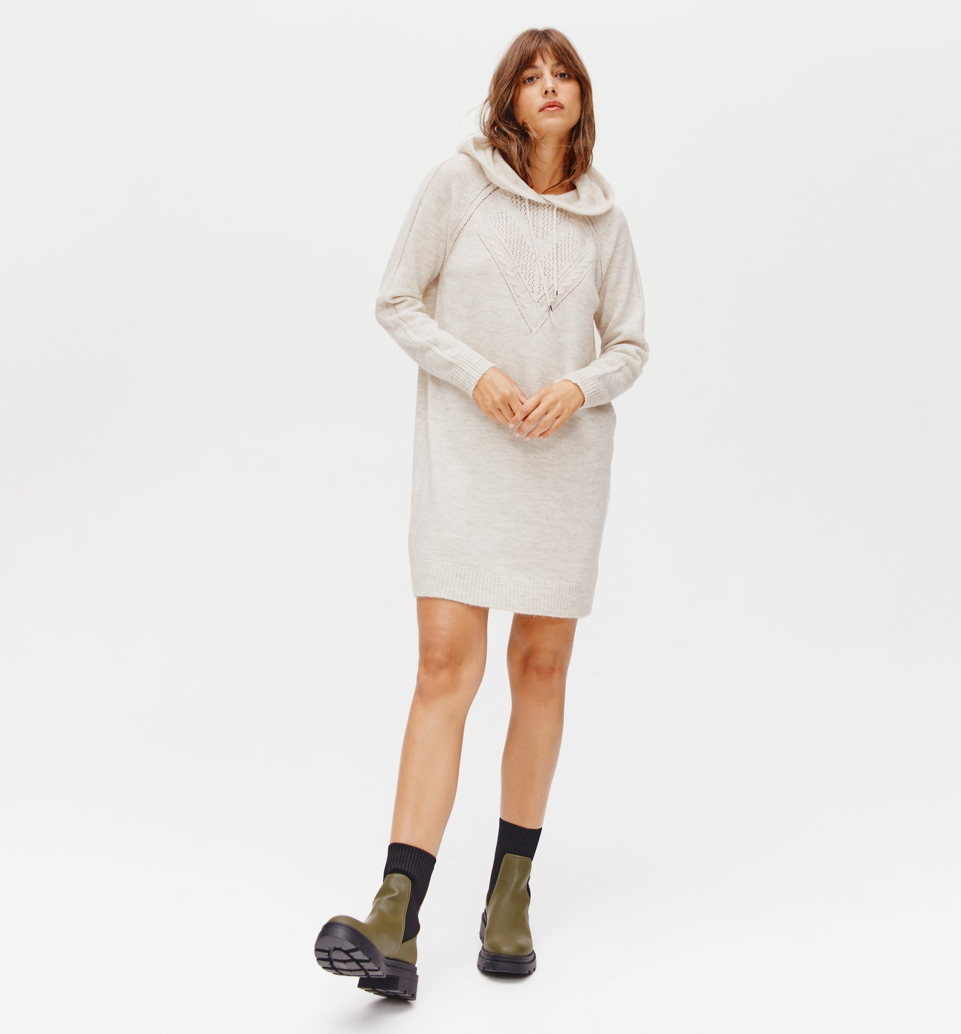 Pulloverkleid mit Kapuze