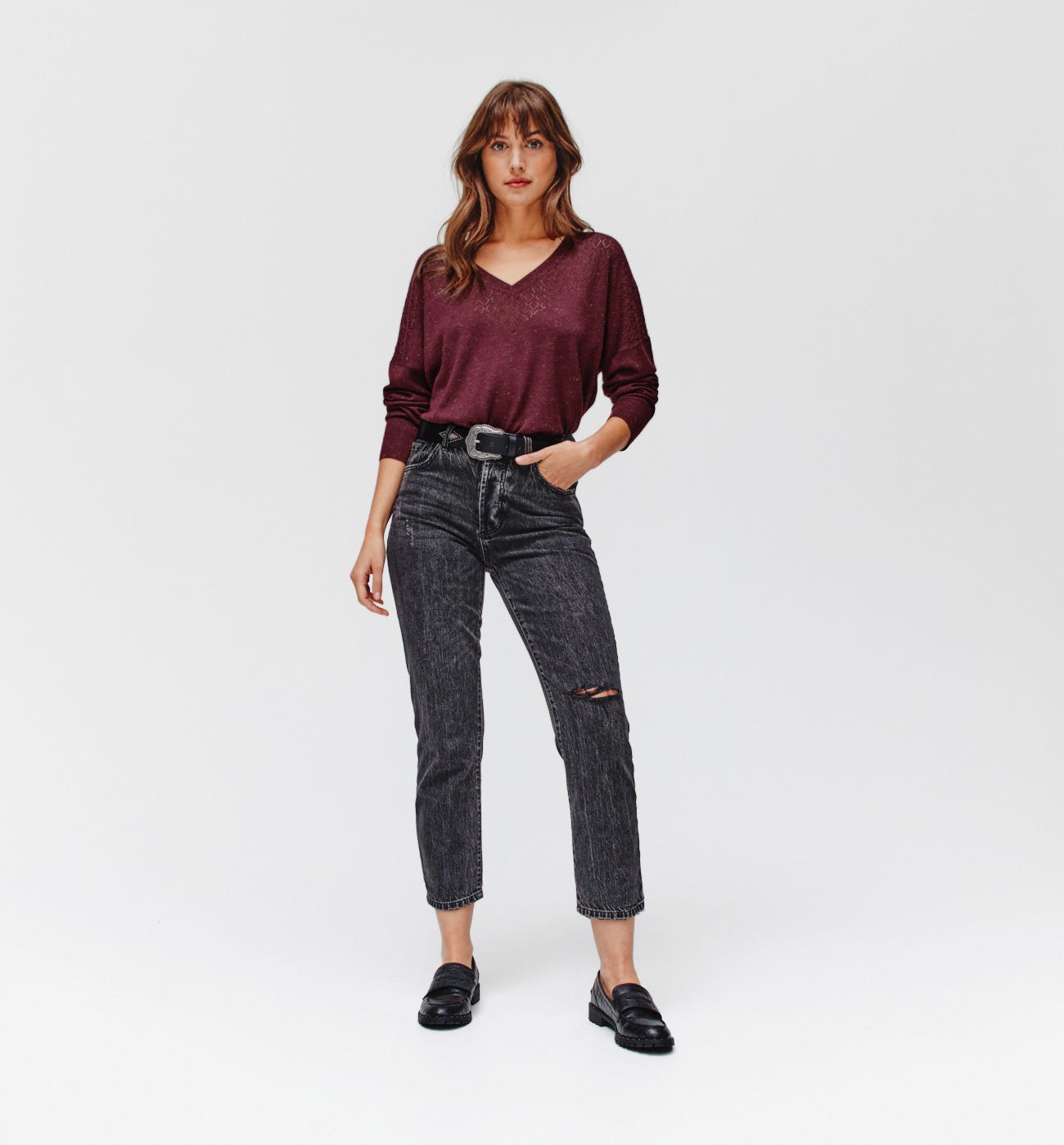 Pullover in Metallic-Optik