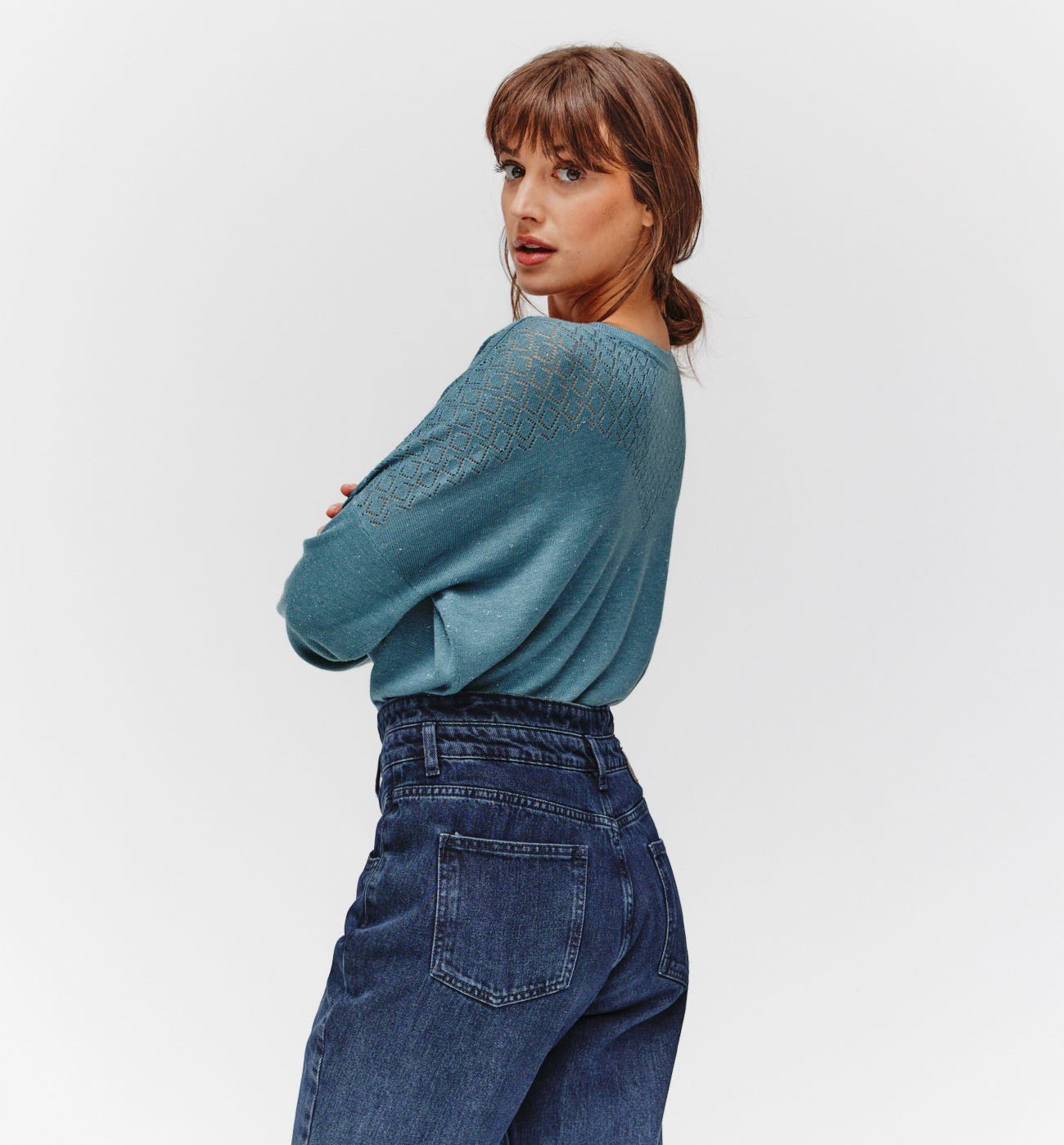 Pullover in Metallic-Optik