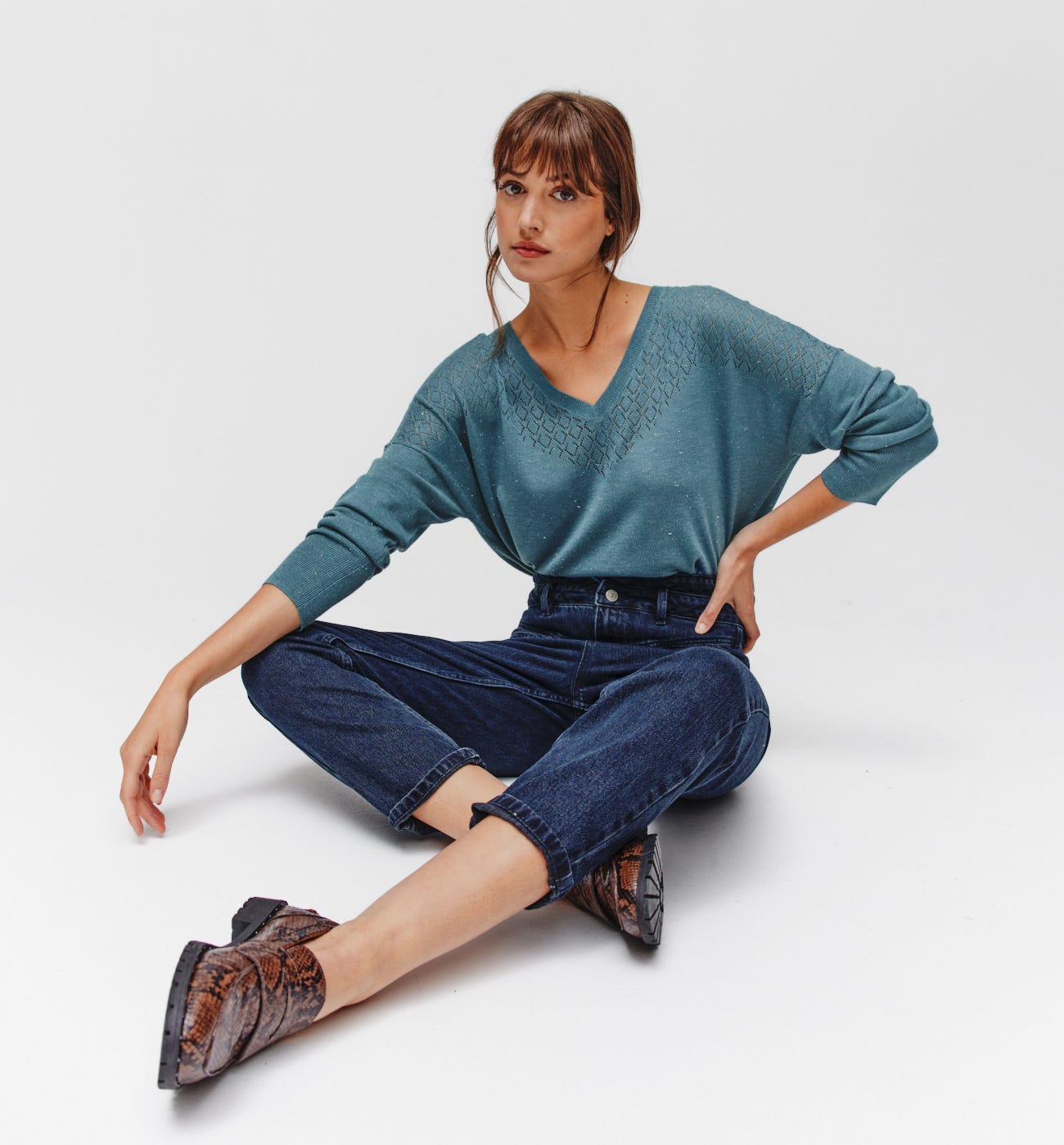 Pullover in Metallic-Optik