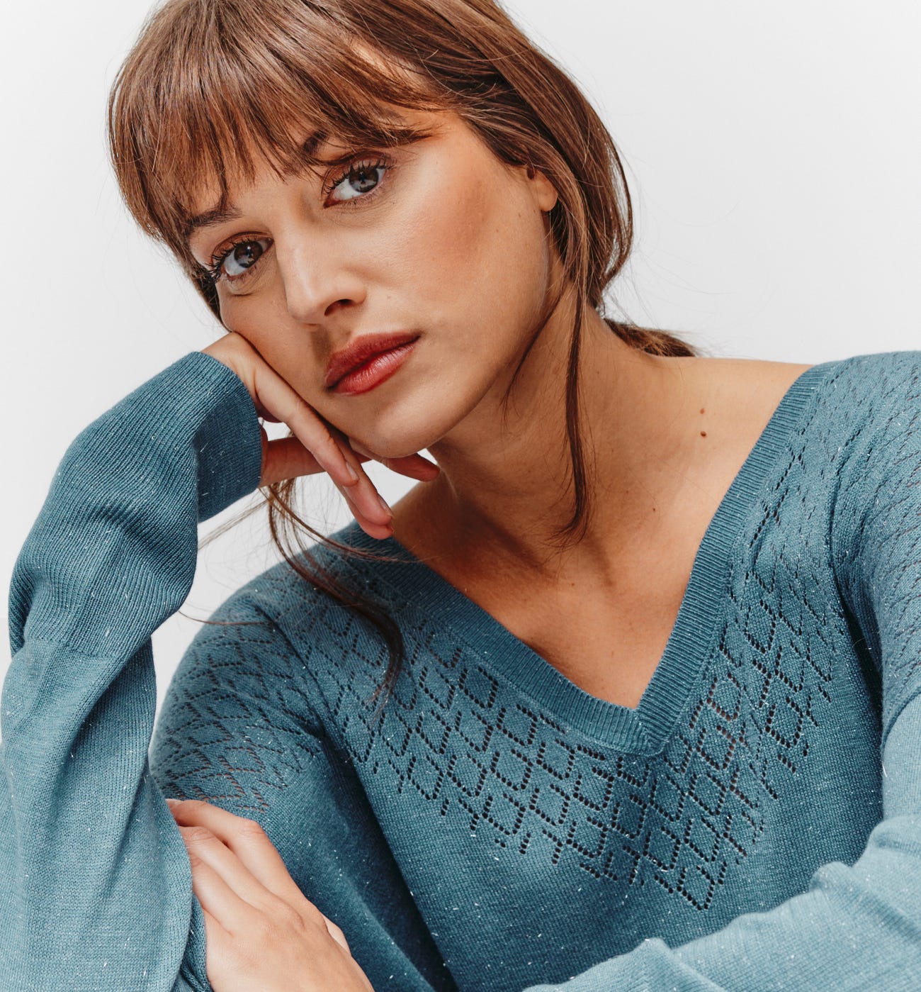 Pullover in Metallic-Optik