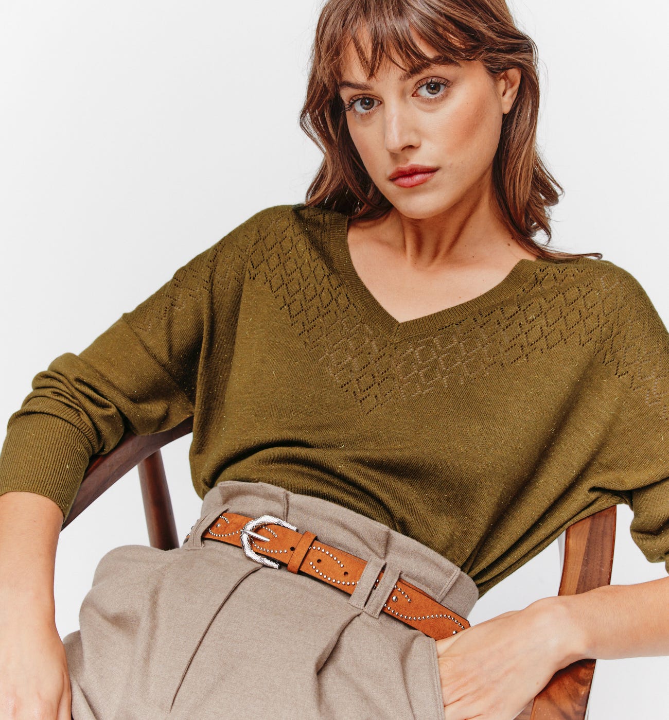 Pullover in Metallic-Optik