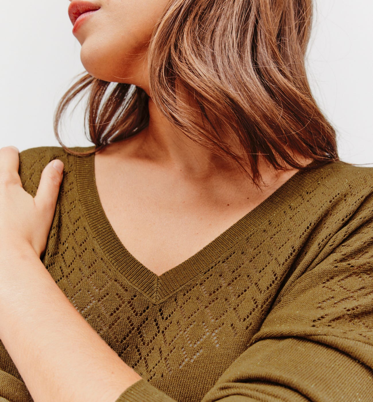 Maglia scollo a V glitter