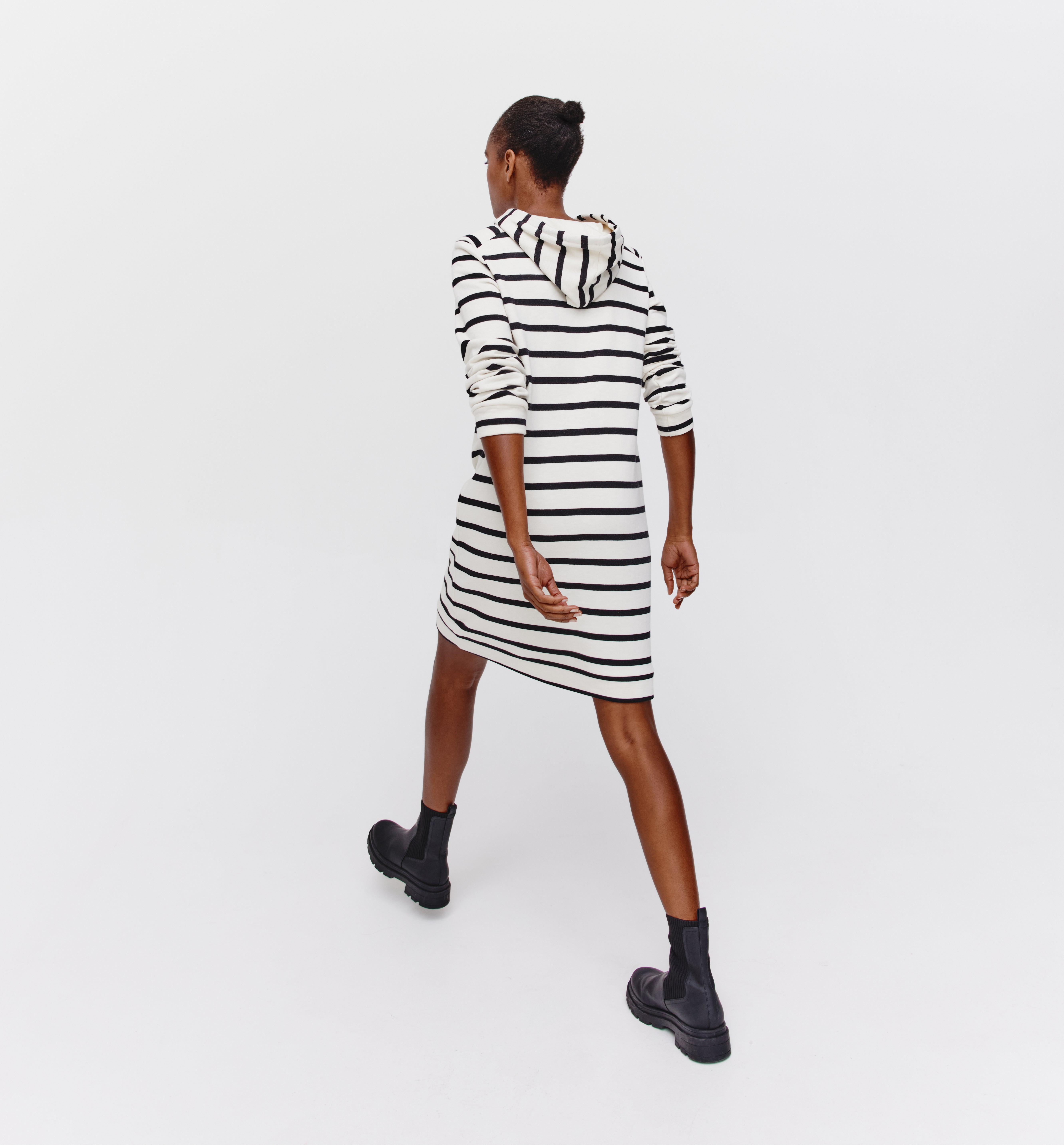 Striped sweatshirt dress - Black stripes