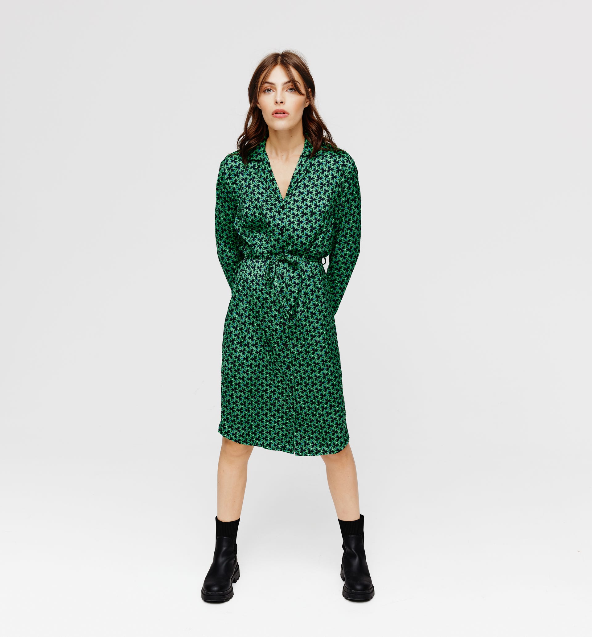 Silky shirtdress