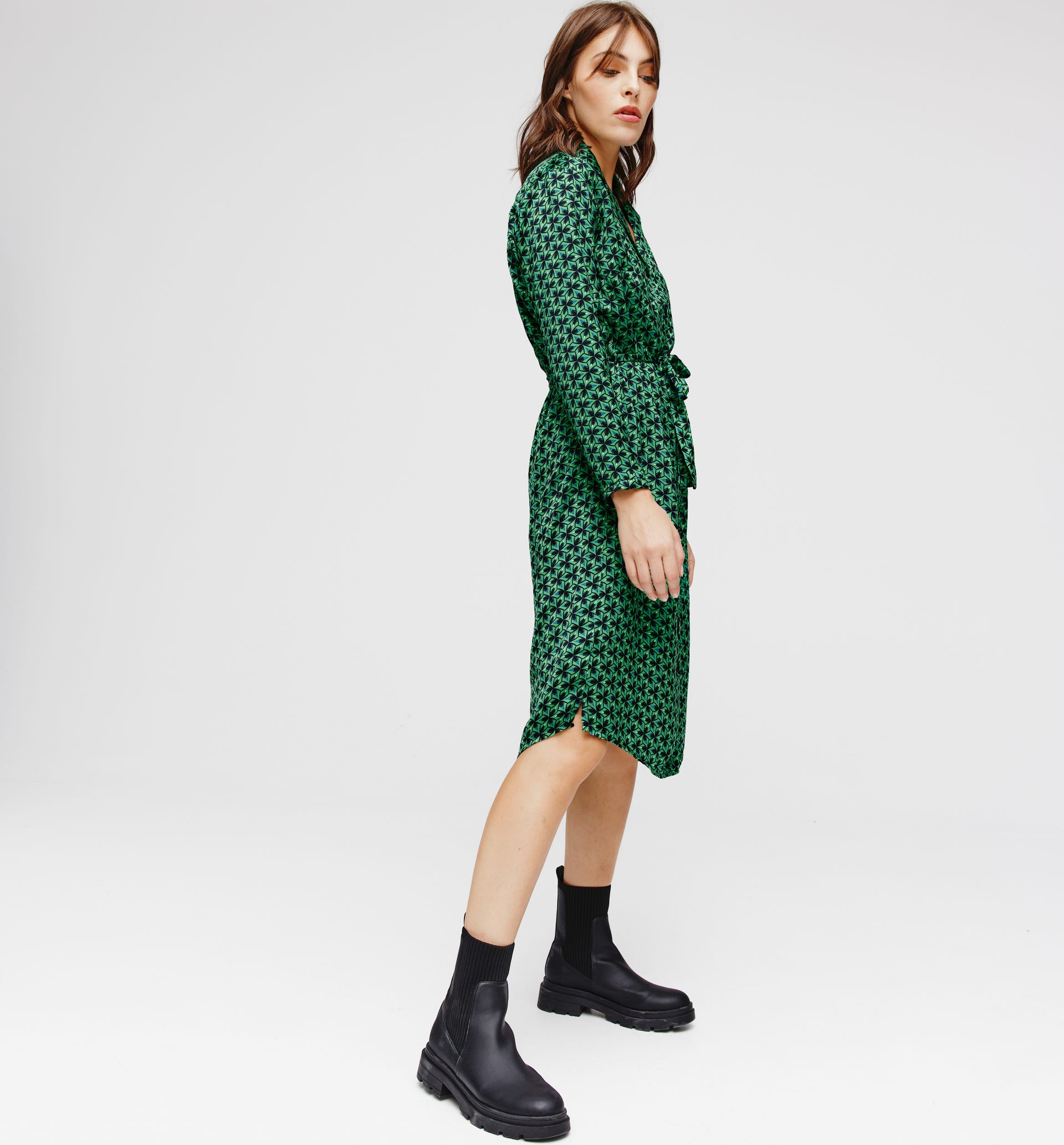 Silky shirtdress
