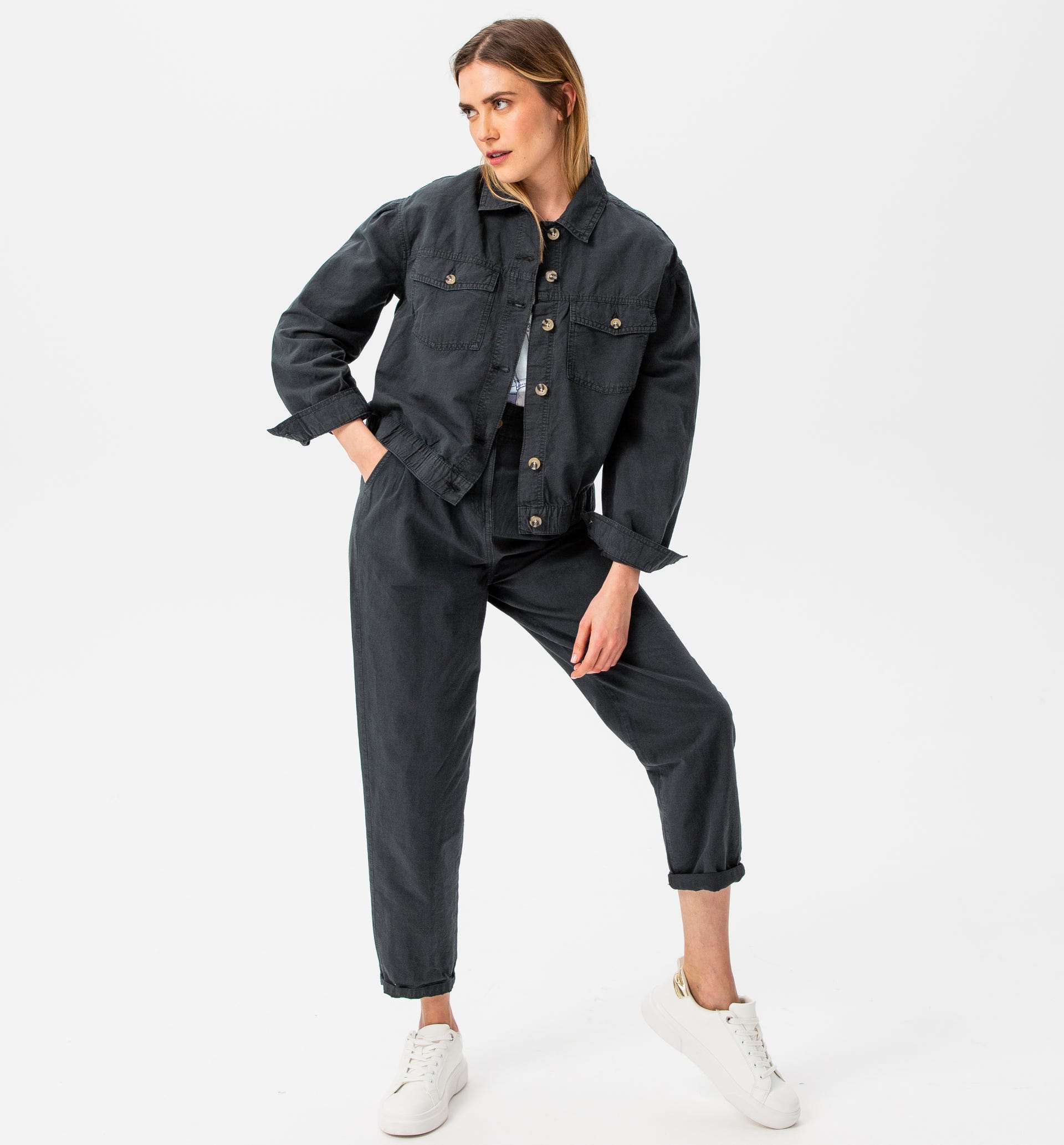 Bluse aus Baumwolle und Leinen