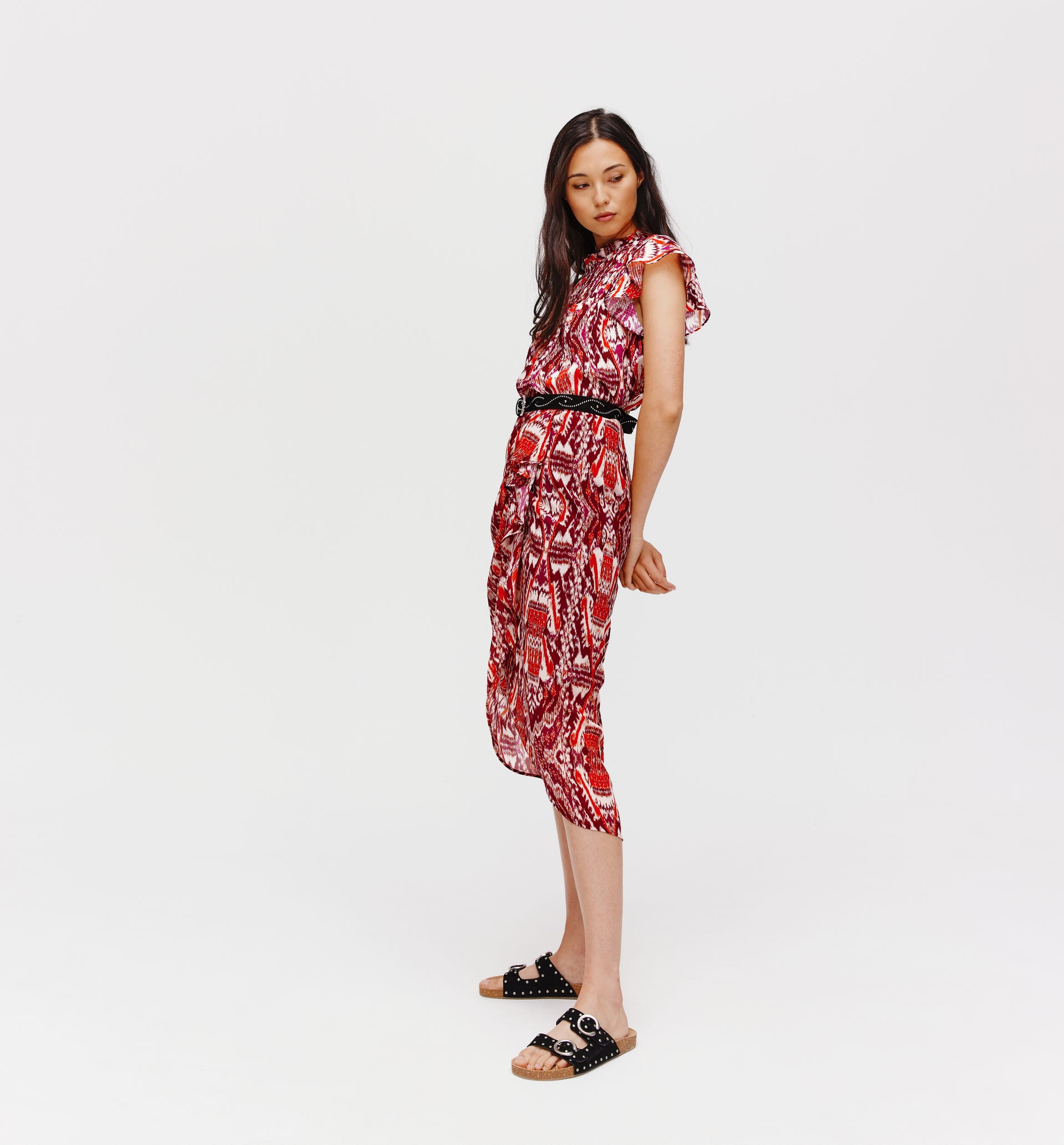 Draped crêpe voile skirt