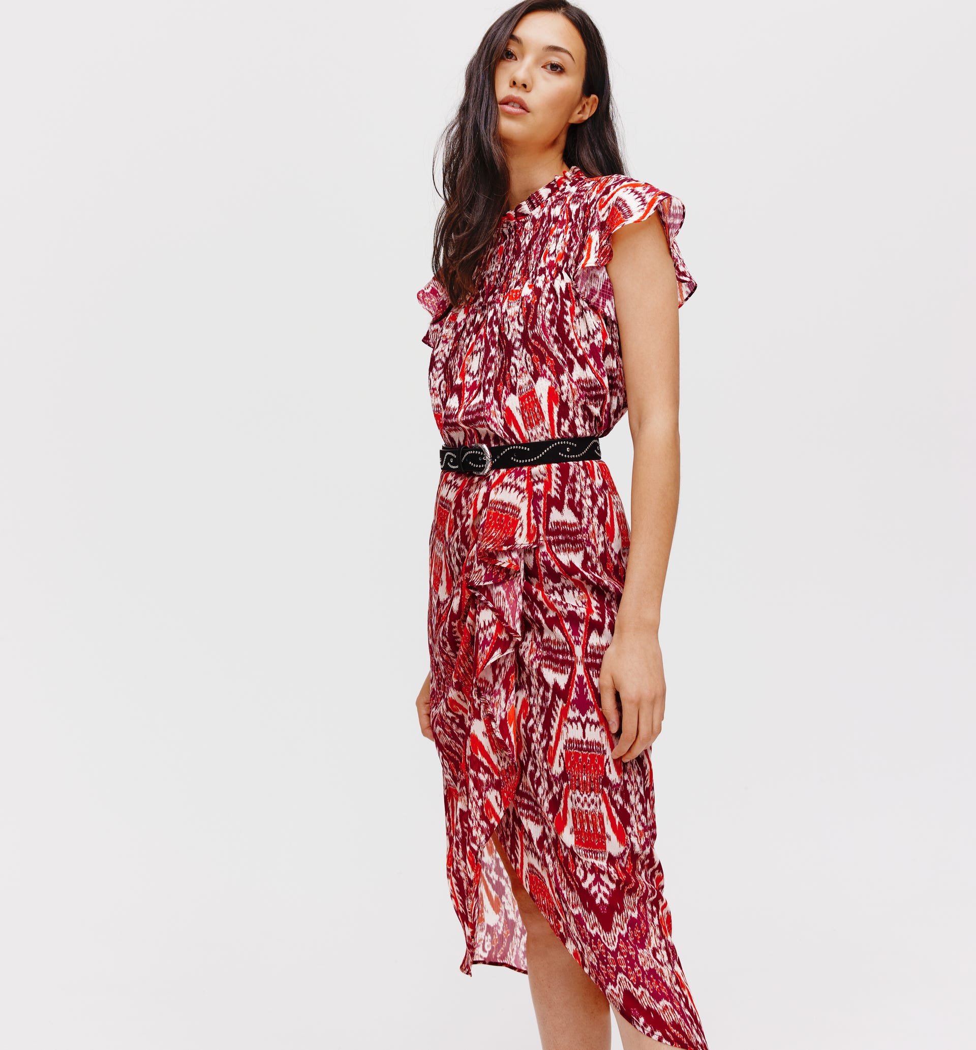 Draped crêpe voile skirt