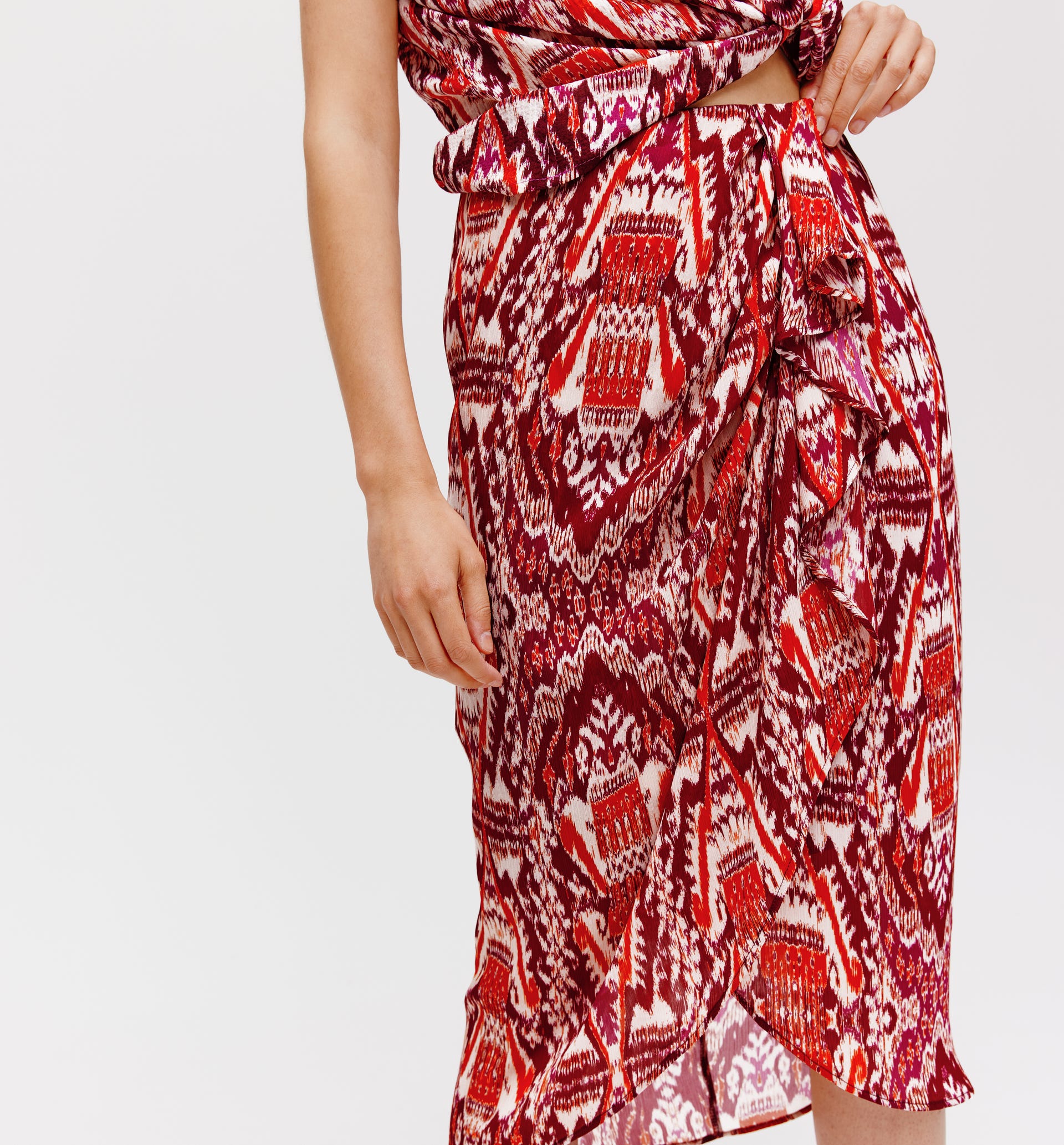 Draped crêpe voile skirt