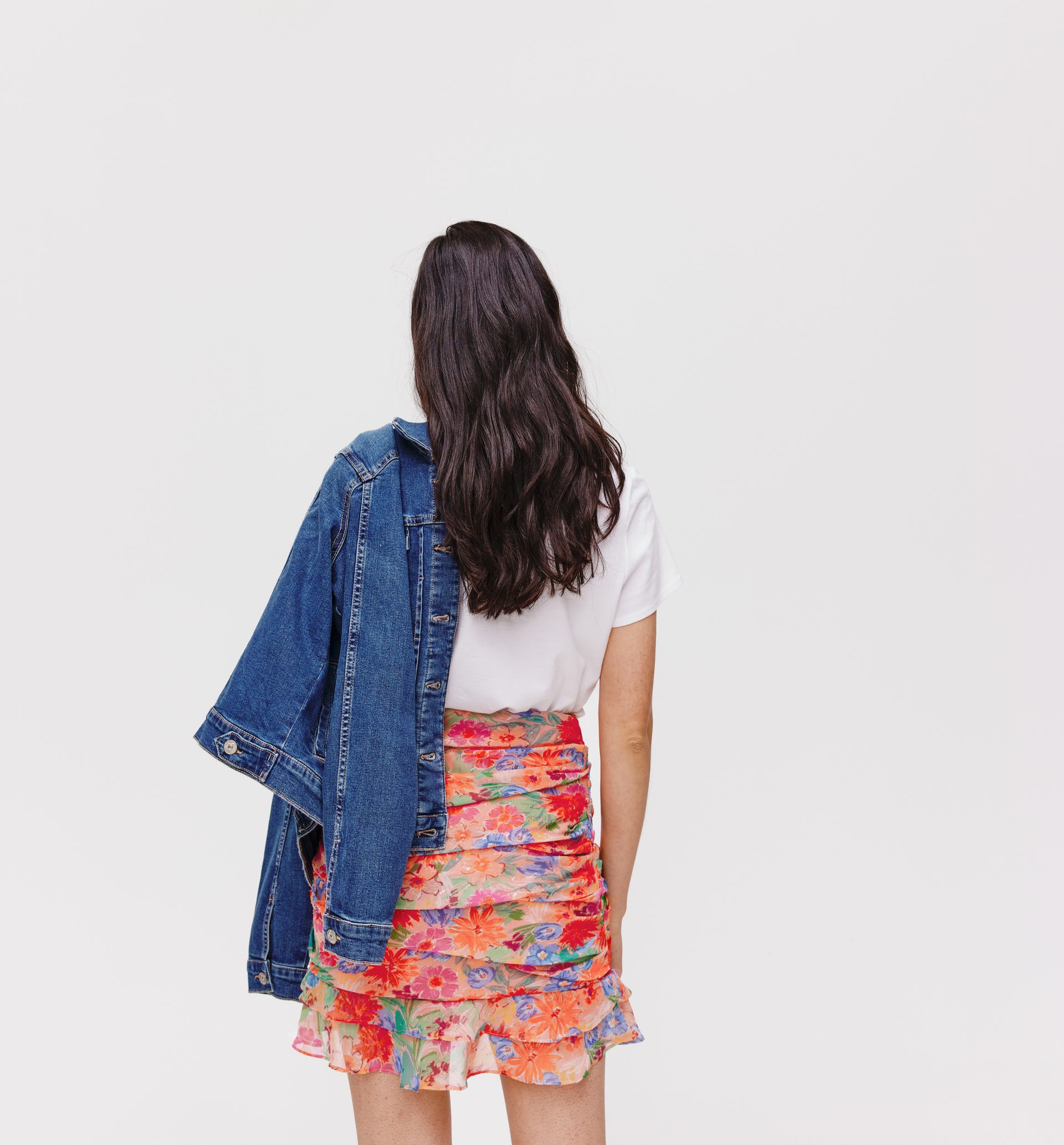 Draped voile mini skirt